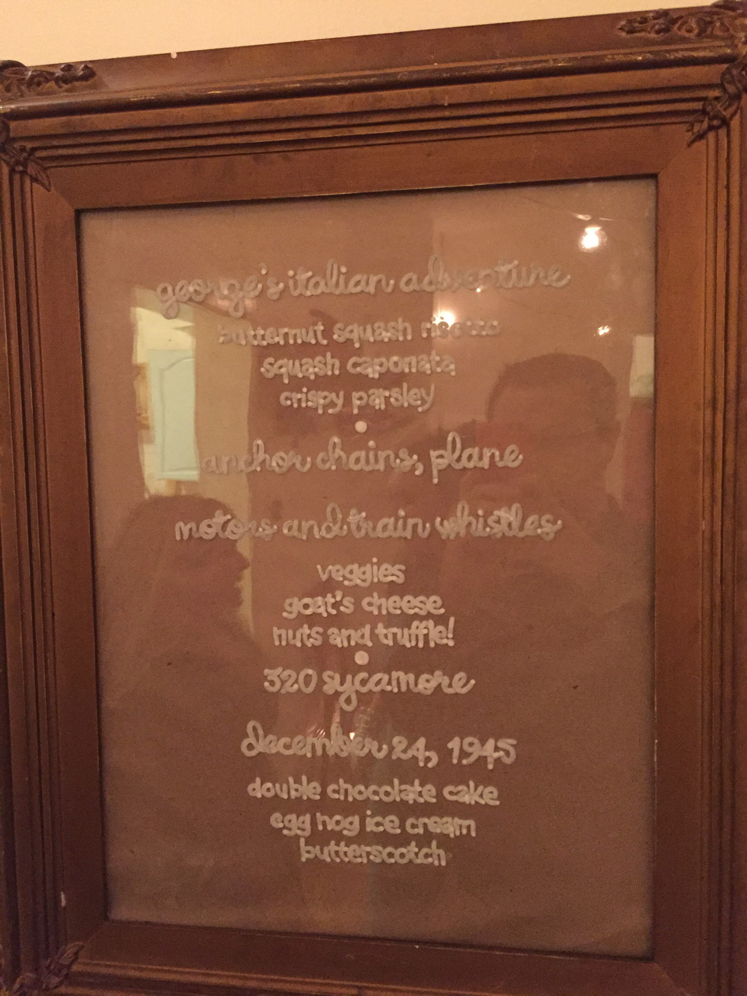 Our menu, prepared by Chef Rob! Inspired!