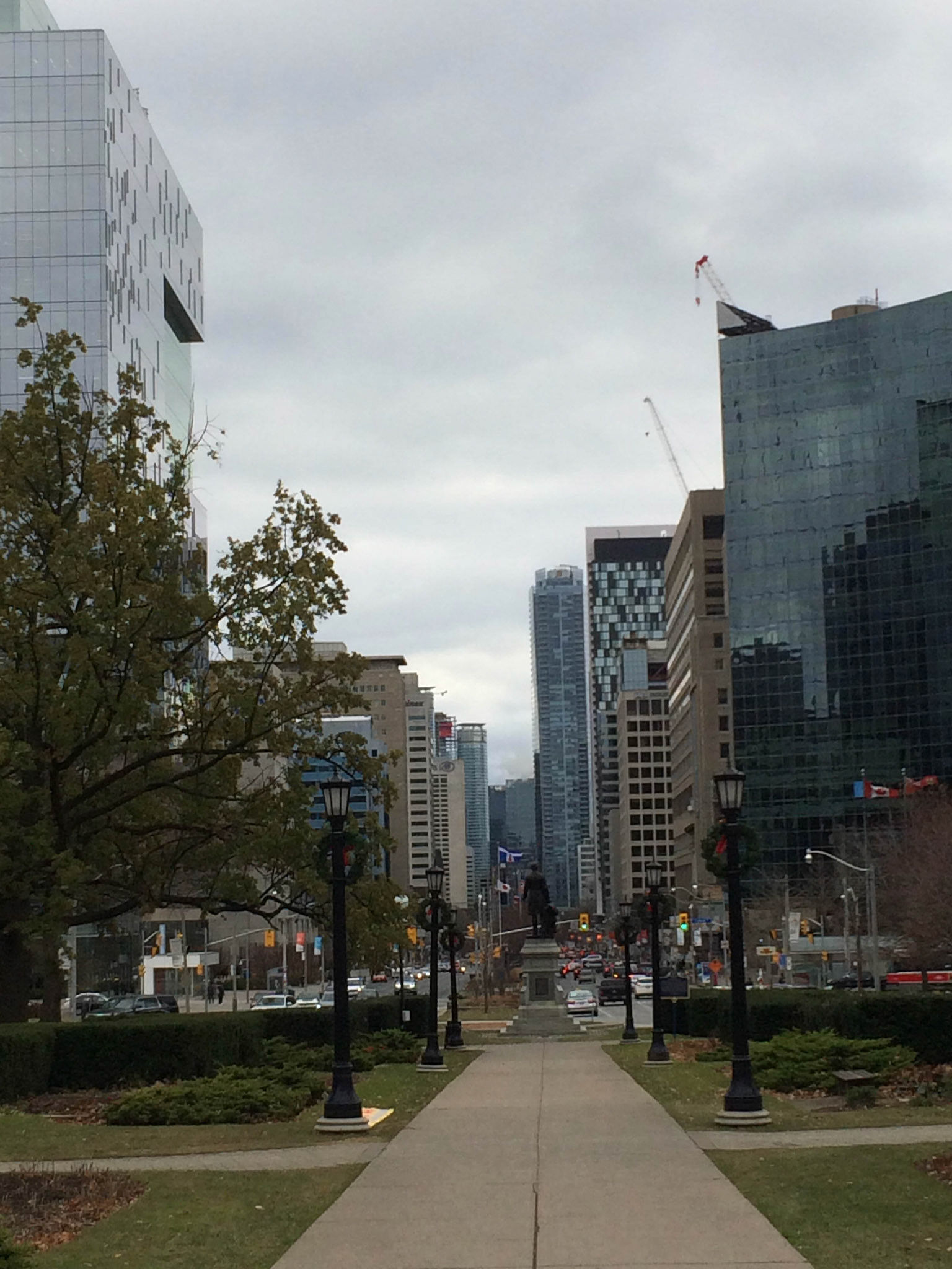The view down University Avenue from Queens Park