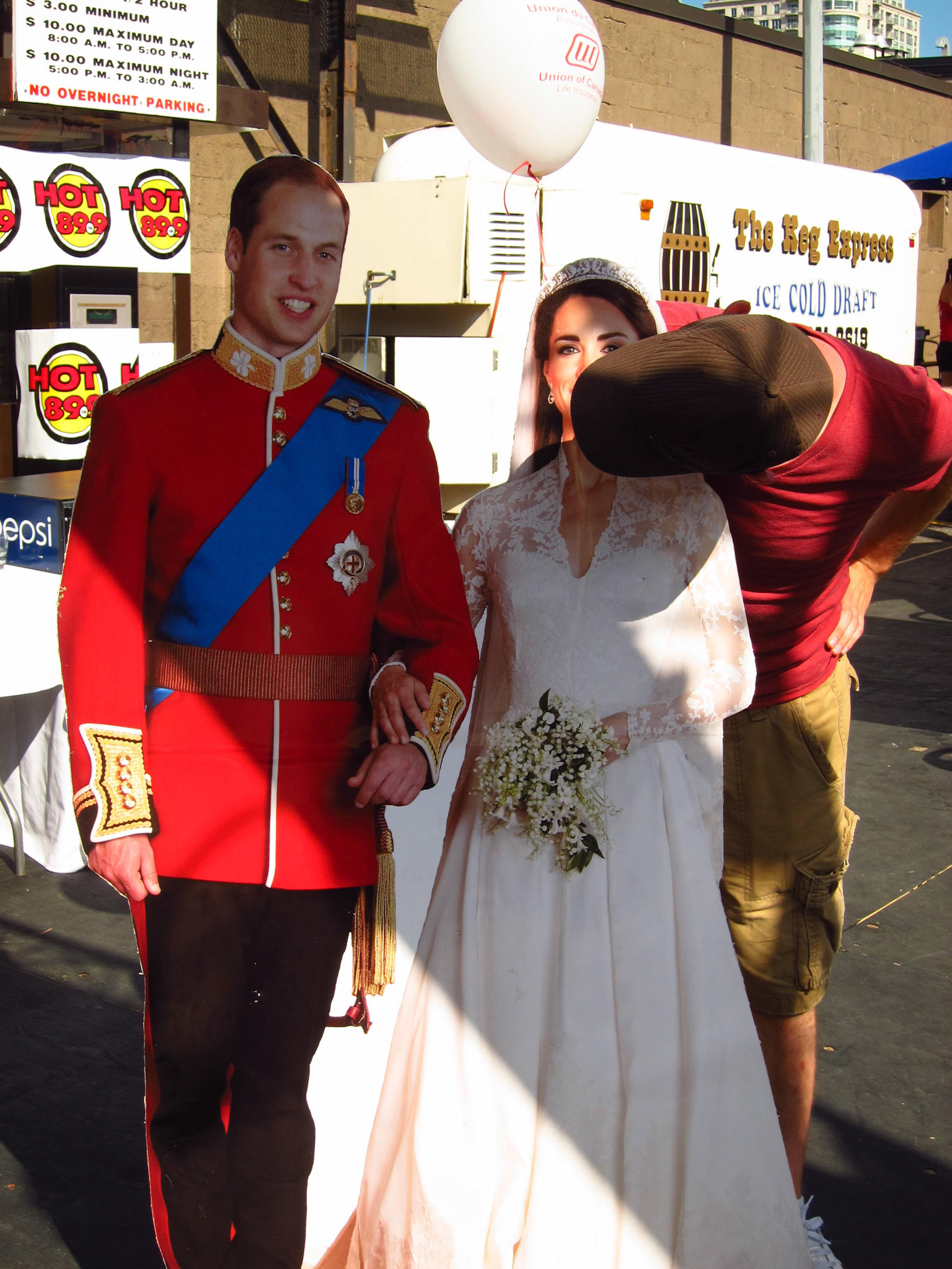 Kissing the bride. William doesn't seem to notice