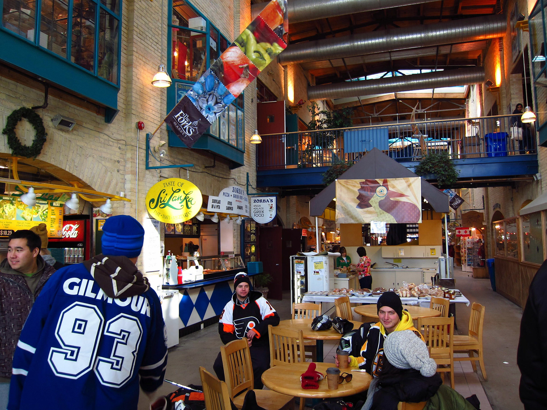 The Forks Market in Winnipeg. Hockey is huge here