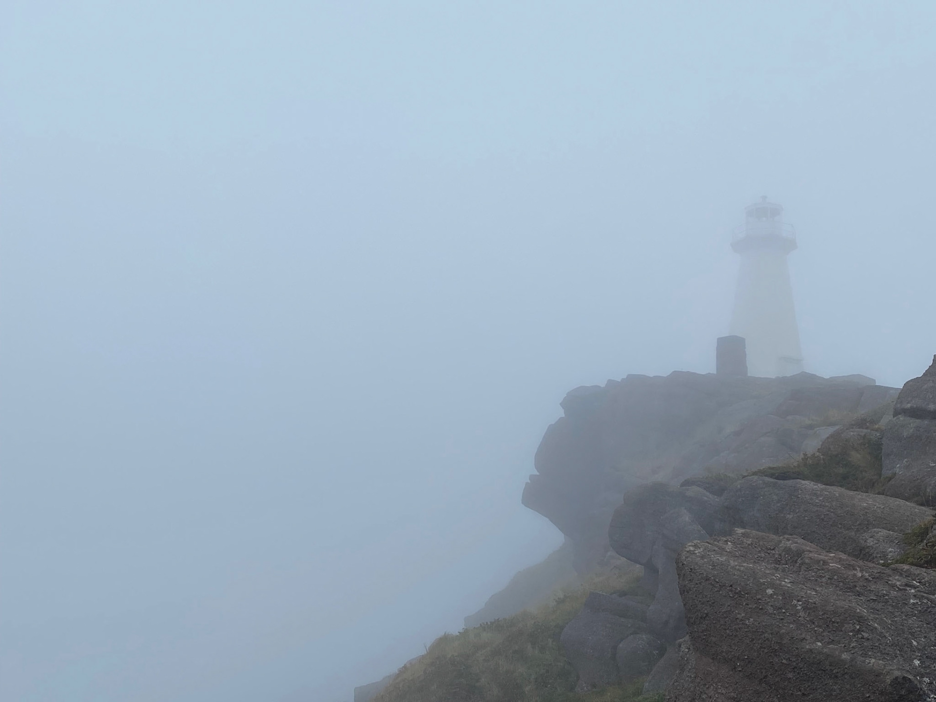 Cape Spear, the most easterly point in North America, was so captivating in the dense fog. The sound of power of the roaring Atlantic was pierced every minute by the spooky fog horn.