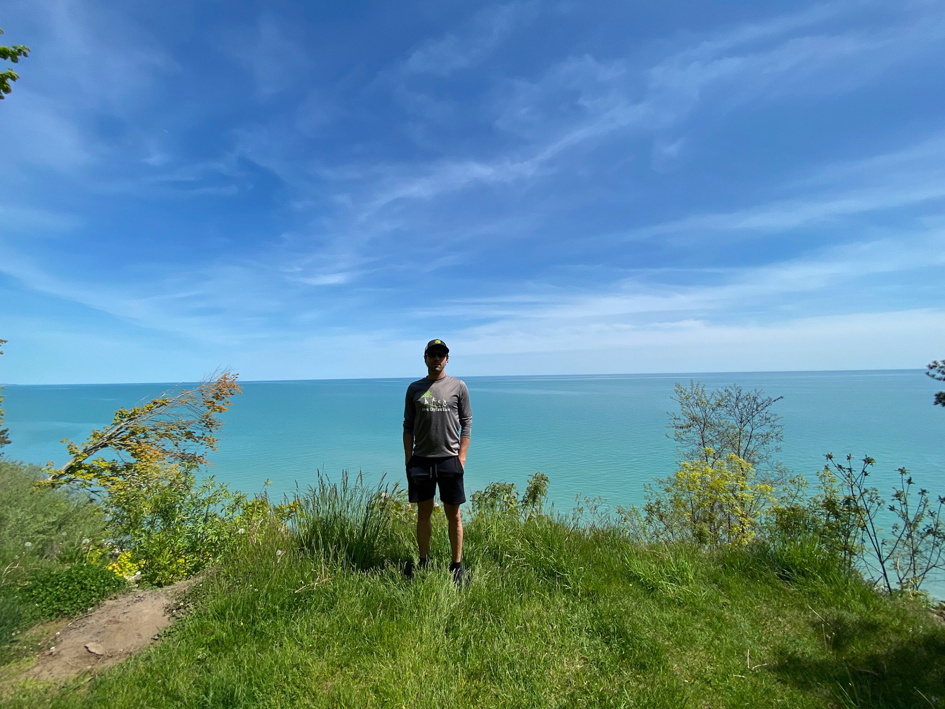 Emerson and I viewed the cliff overlooking Lake Erie in Iona