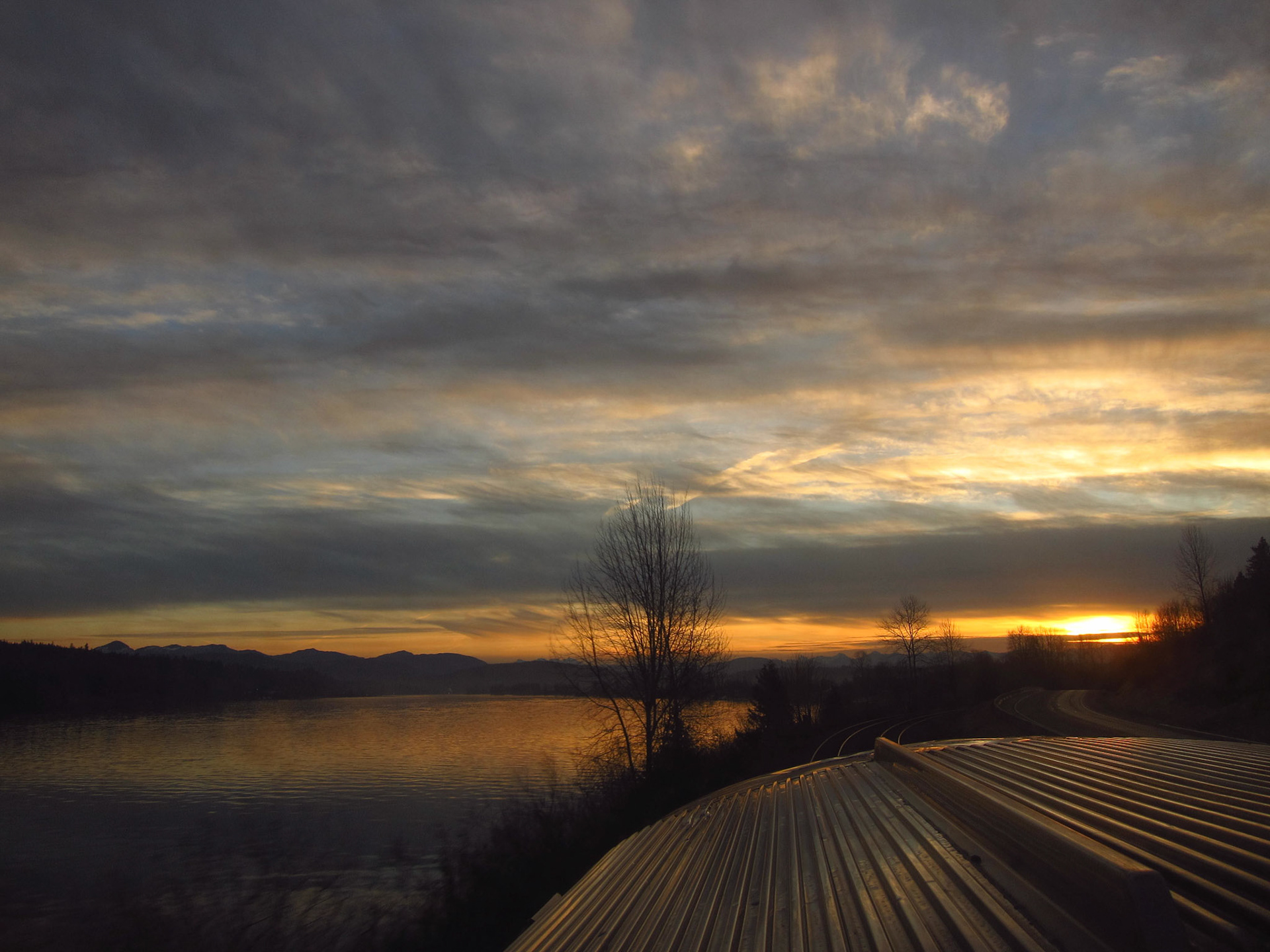 Final morning on The Canadian - the sun rises over the Fraser River in British Columbia enroute to Vancouver