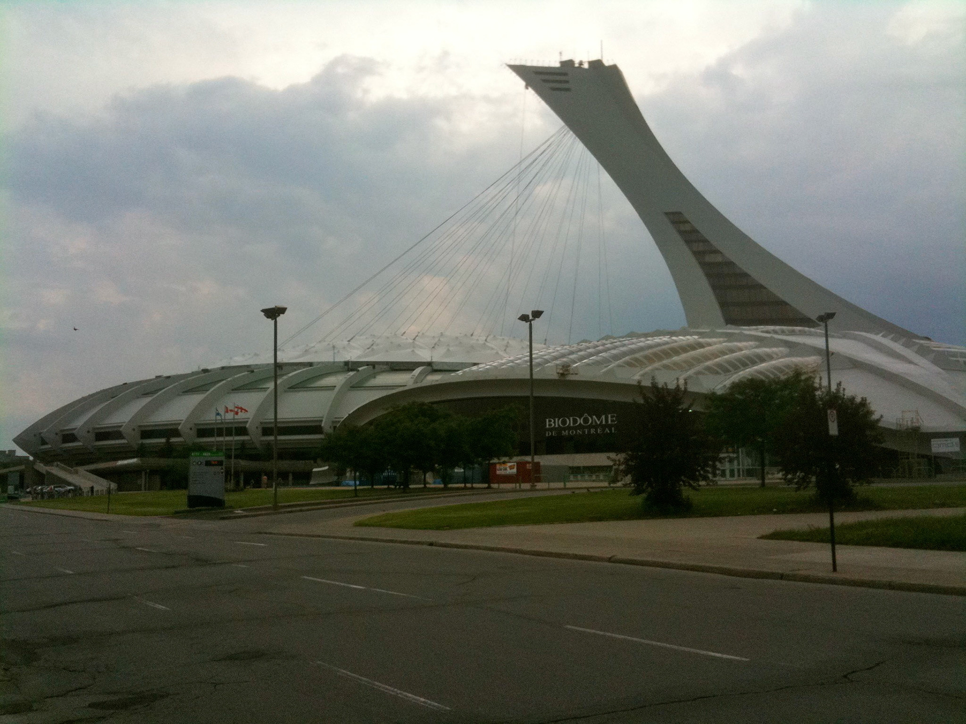 Dramatic shift from old to new: the symbol of Montreal's 1970s ambition gone haywire: the Olympic Stadium
