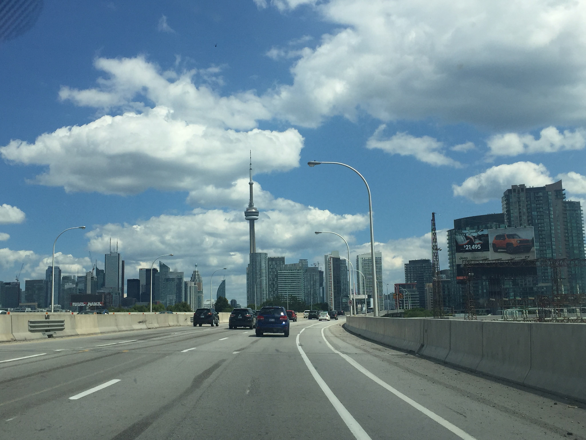 On the road to downtown Toronto