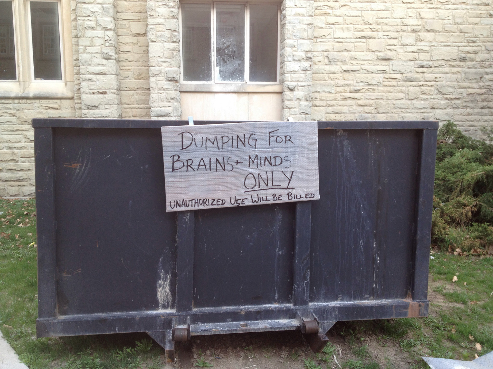 Creative statement on a dumpster at @westernu