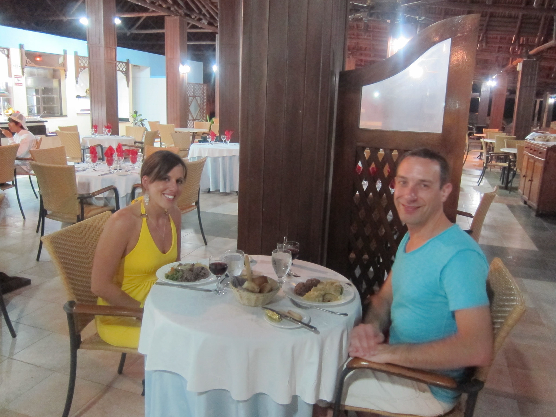 Enjoying a delicious dinner with Kelly