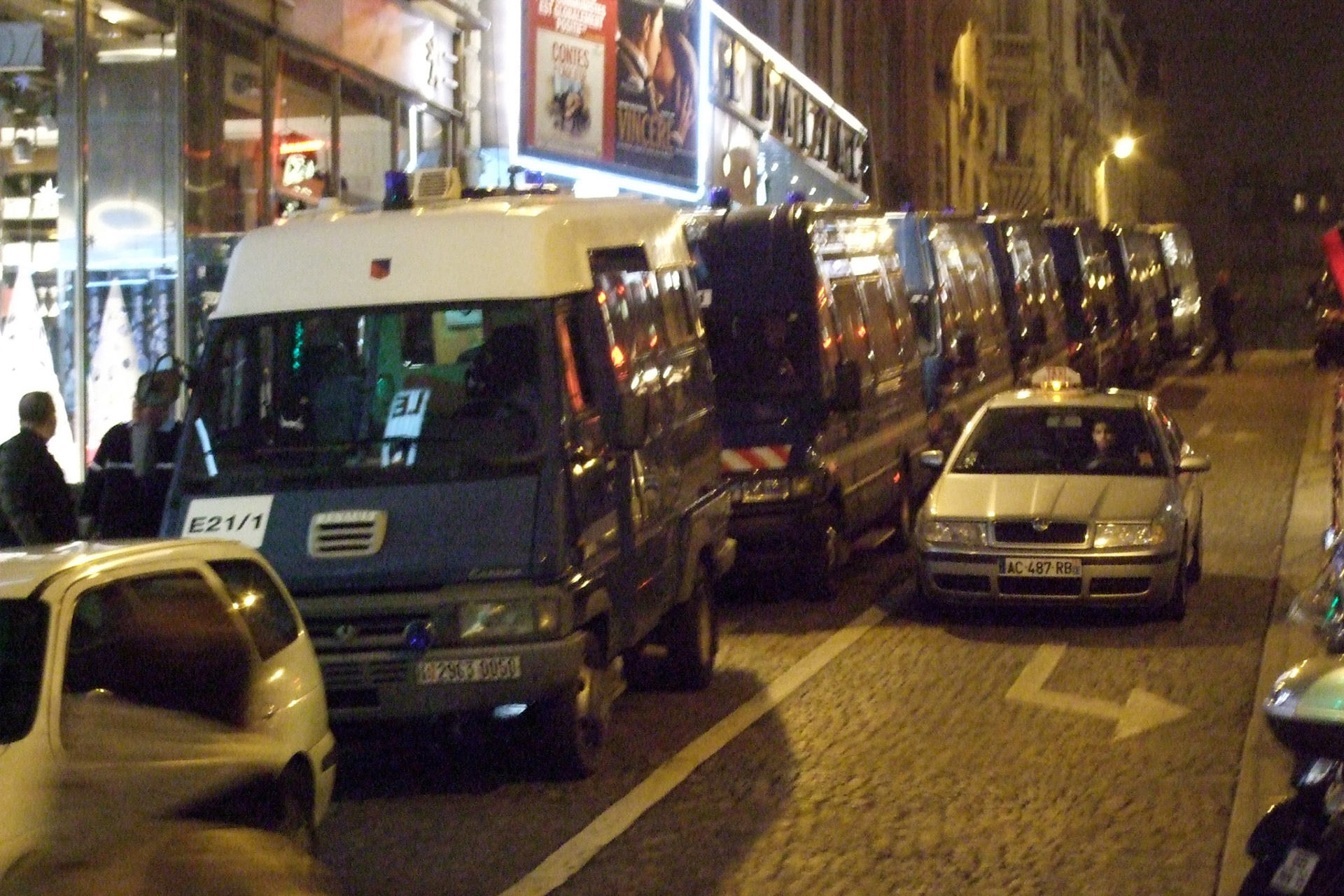 Police vans ready and waiting on a side street by the Champs Elysees. Time to leave: we were going to the Eiffel Tower