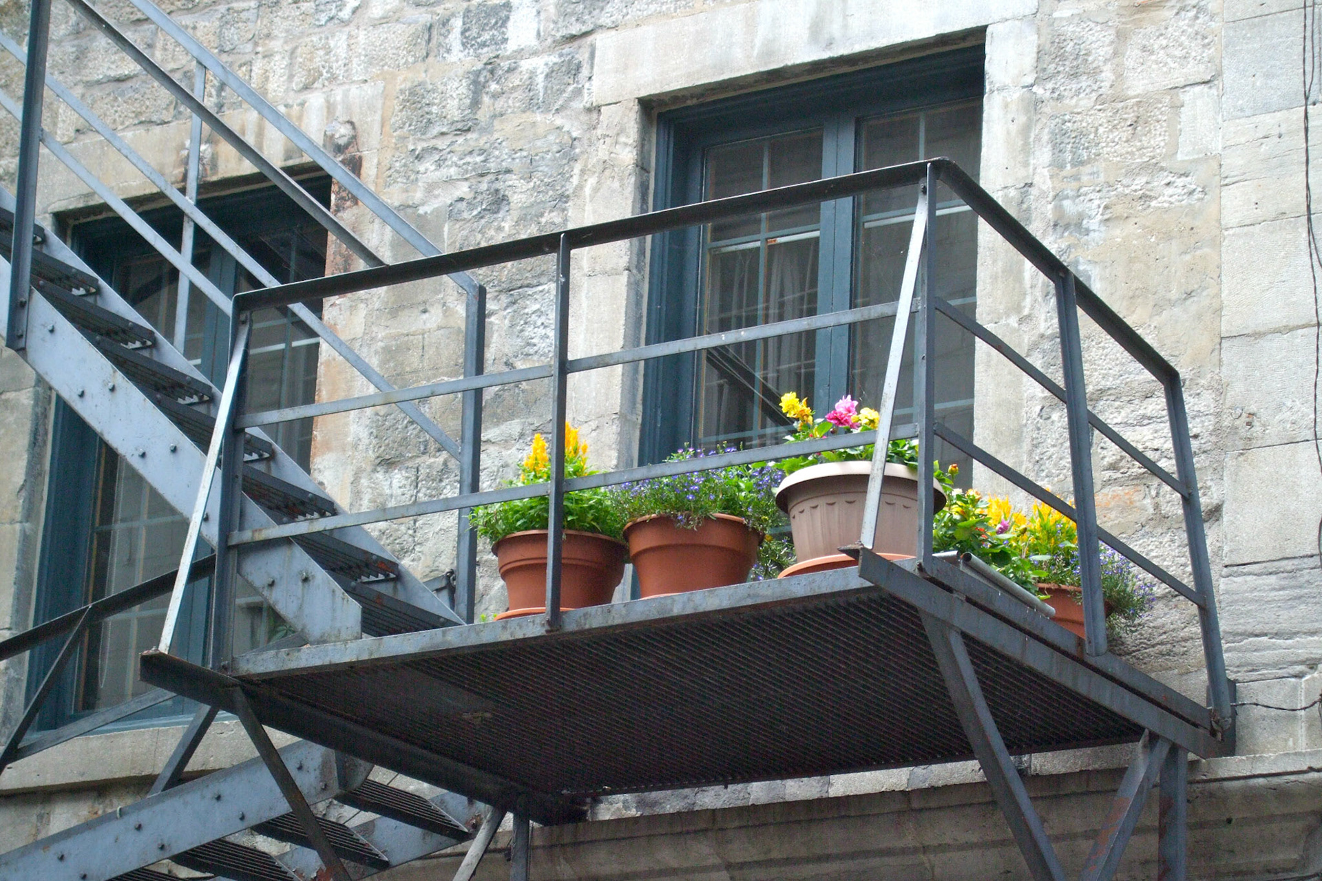 An old fire escape in Old Montreal