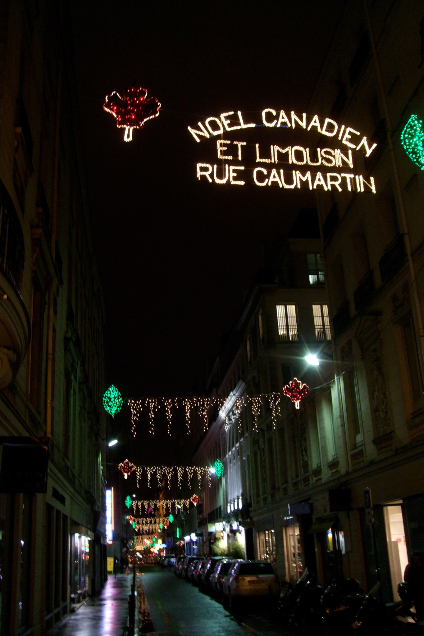 Many of the narrow streets were lit up for the holidays too. Even one decked out for a Canadian Christmas!