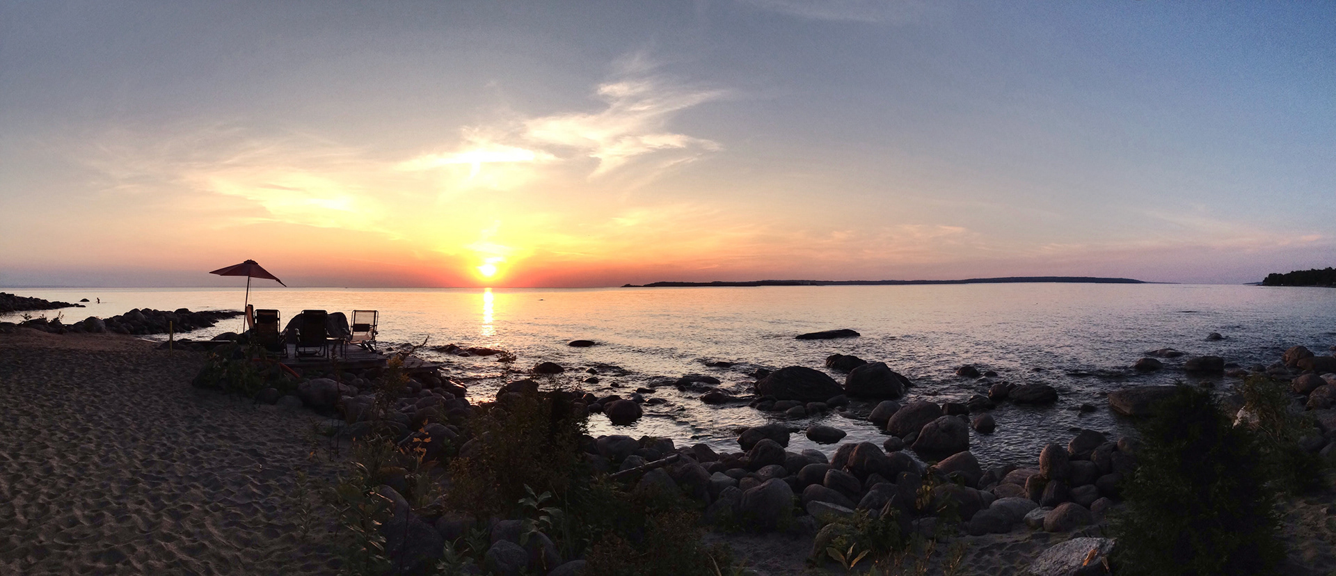 Sunset panorama of Nottawasaga Bay - Christian Island in the center #bliss