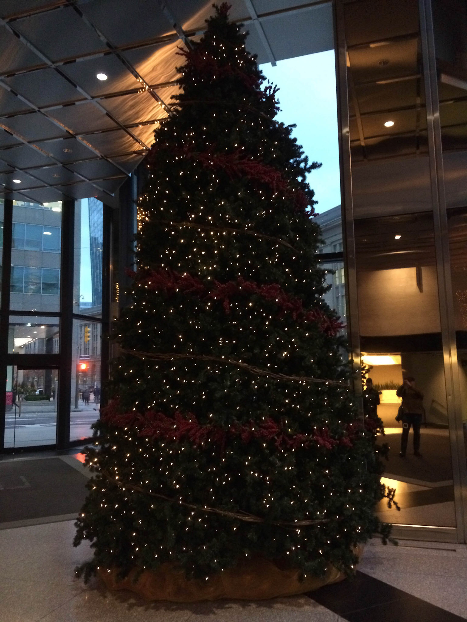 A minimalist and classy Christmas tree in the RBC Building lobby
