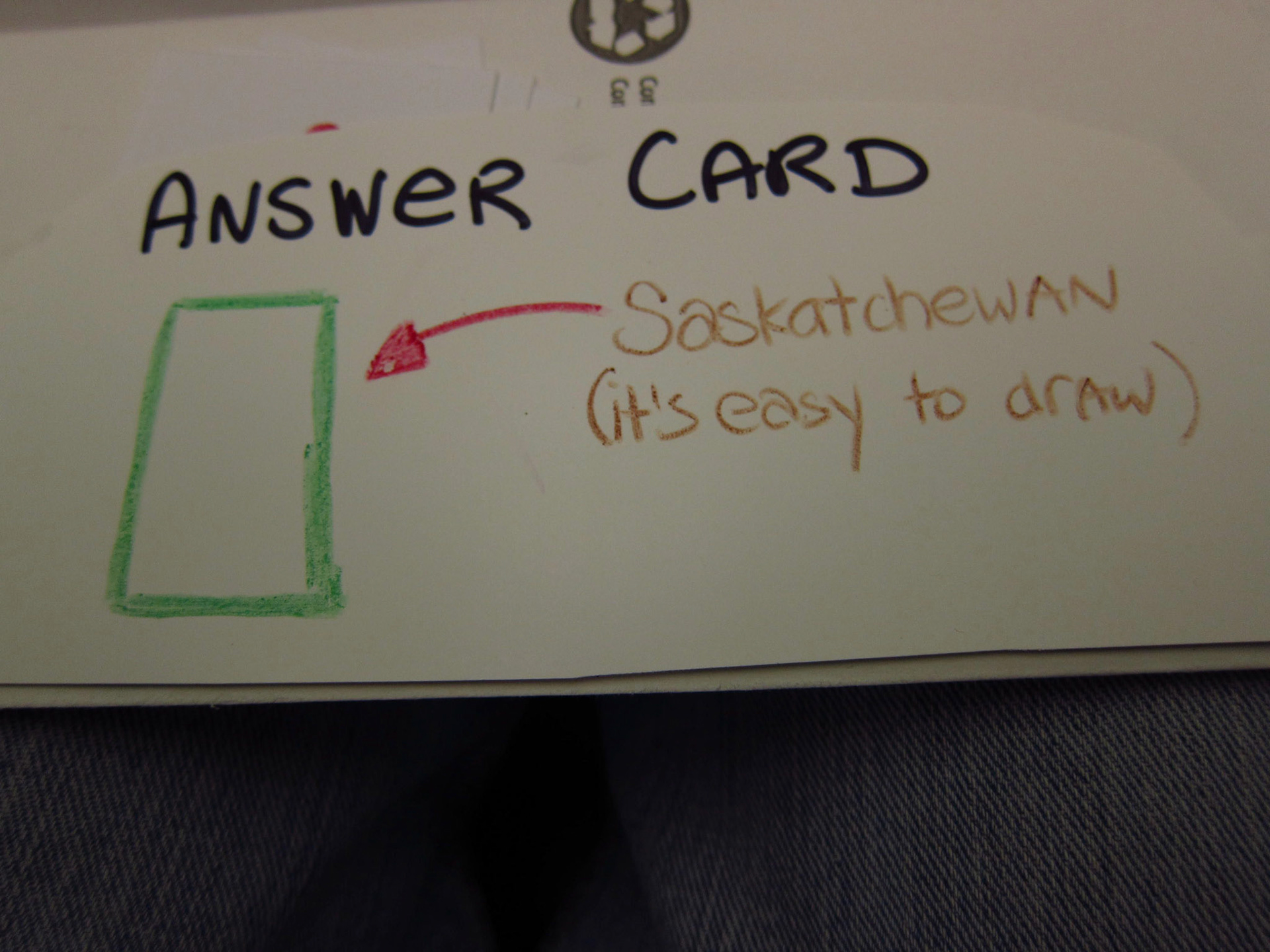 The key lesson from Anna's Saskatoon trivia game: it's easy to draw Saskatchewan