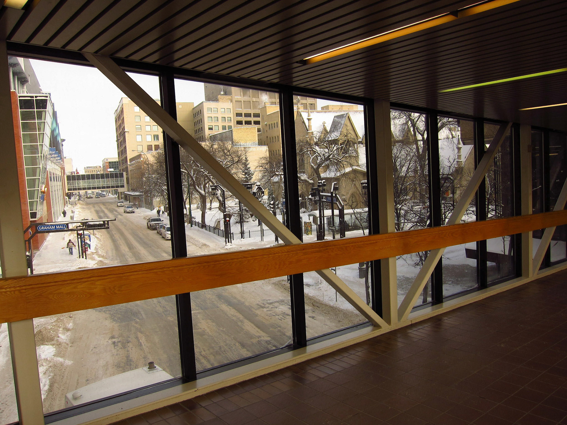 Warming up in one if the downtown skywalks