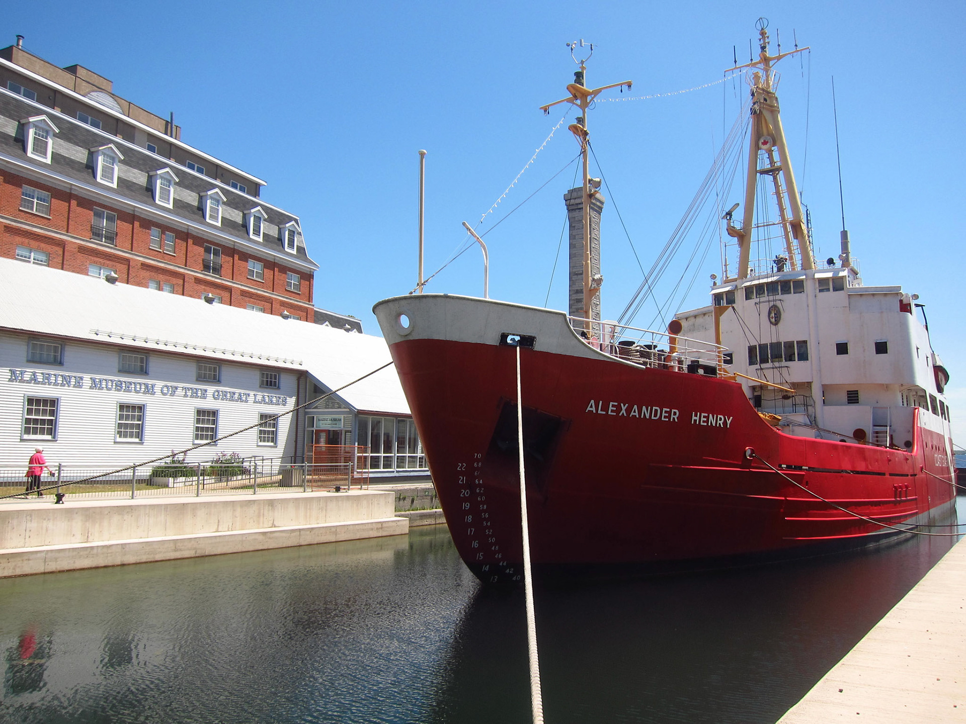 A retired Canadian Coast Guard vessel is docked at Kingston's Marine Museum of the Great Lakes