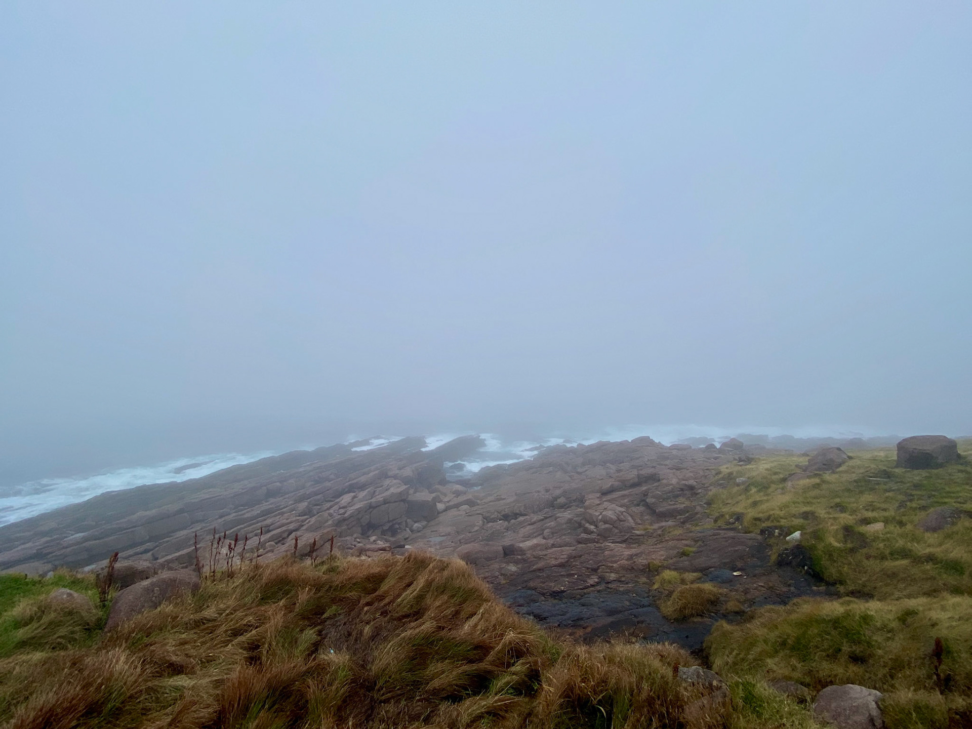 Cape Spear, the most easterly point in North America, was so captivating in the dense fog. The sound of power of the roaring Atlantic was pierced every minute by the spooky fog horn.
