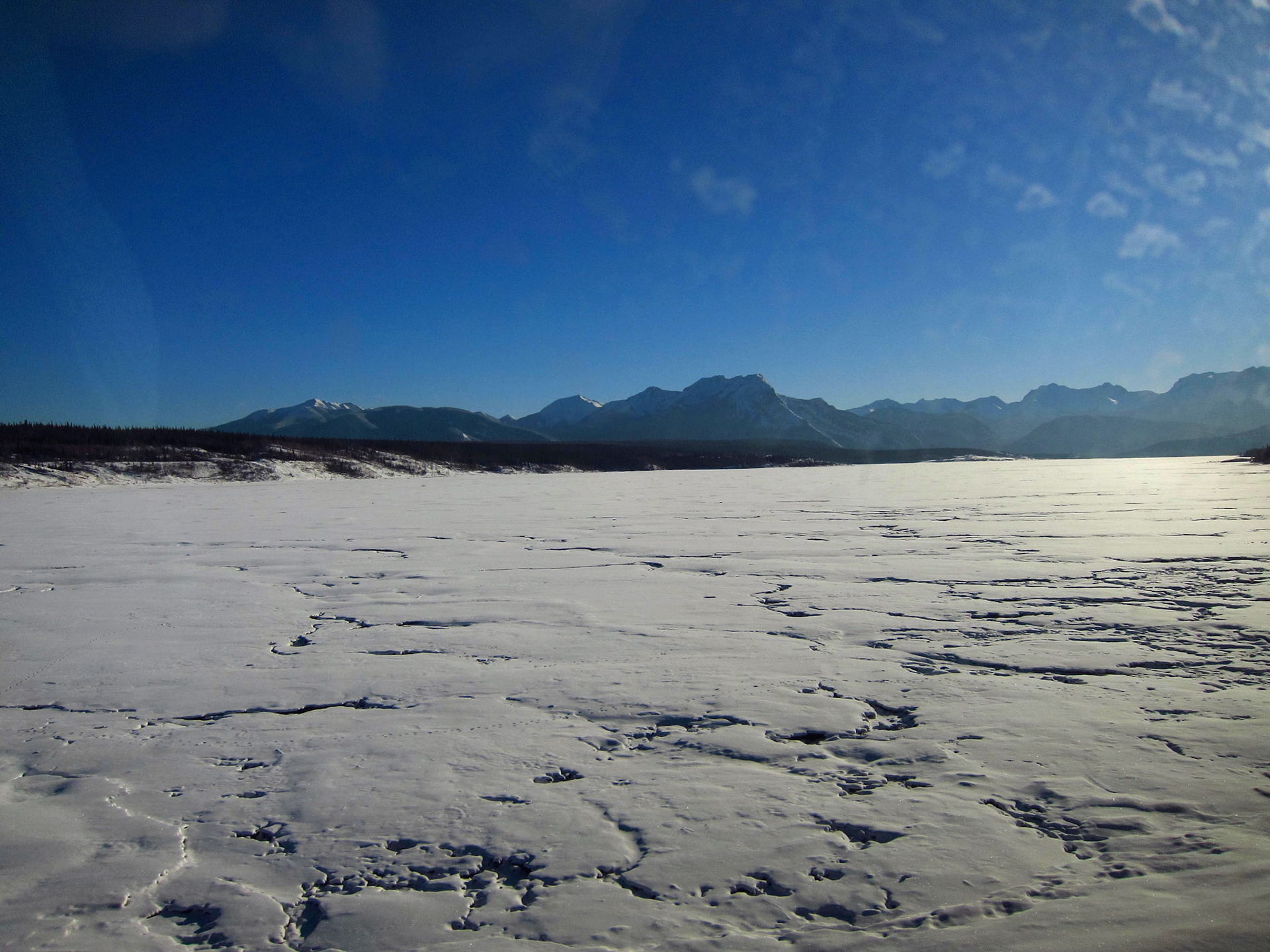 Frozen mountain lake