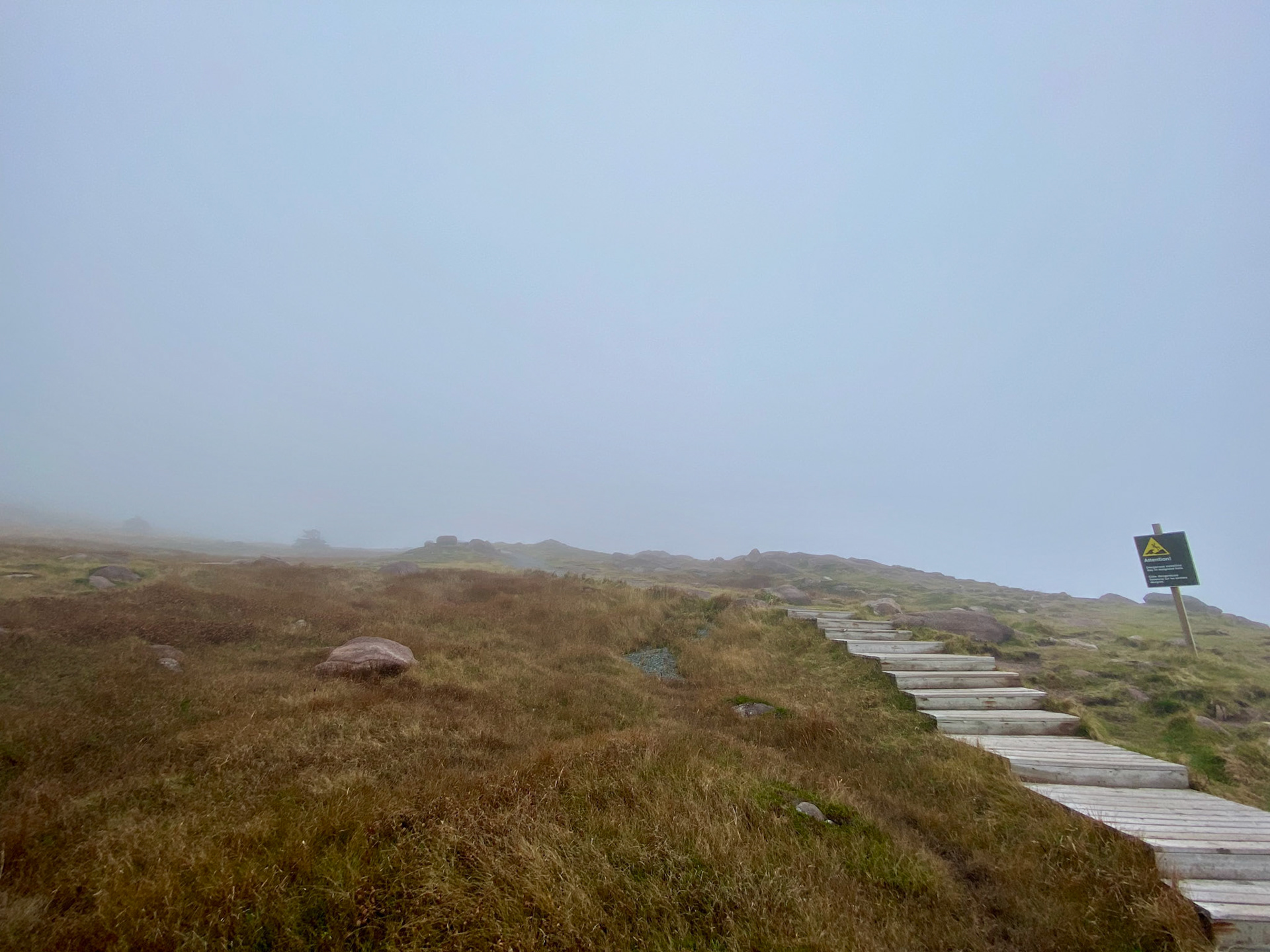 Cape Spear, the most easterly point in North America, was so captivating in the dense fog. The sound of power of the roaring Atlantic was pierced every minute by the spooky fog horn.