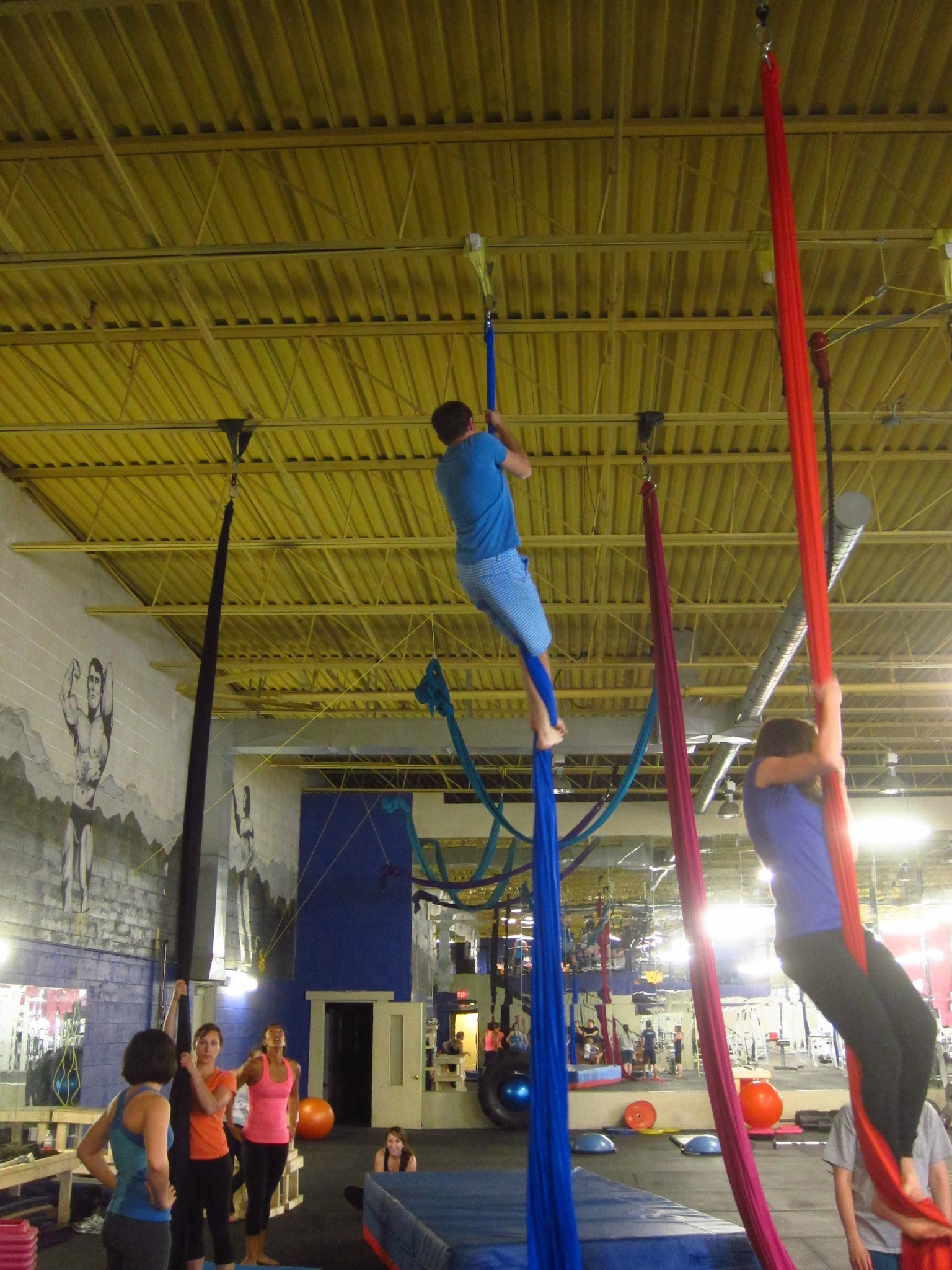We started each class with a core warmup, stretching and several climbs to the ceiling