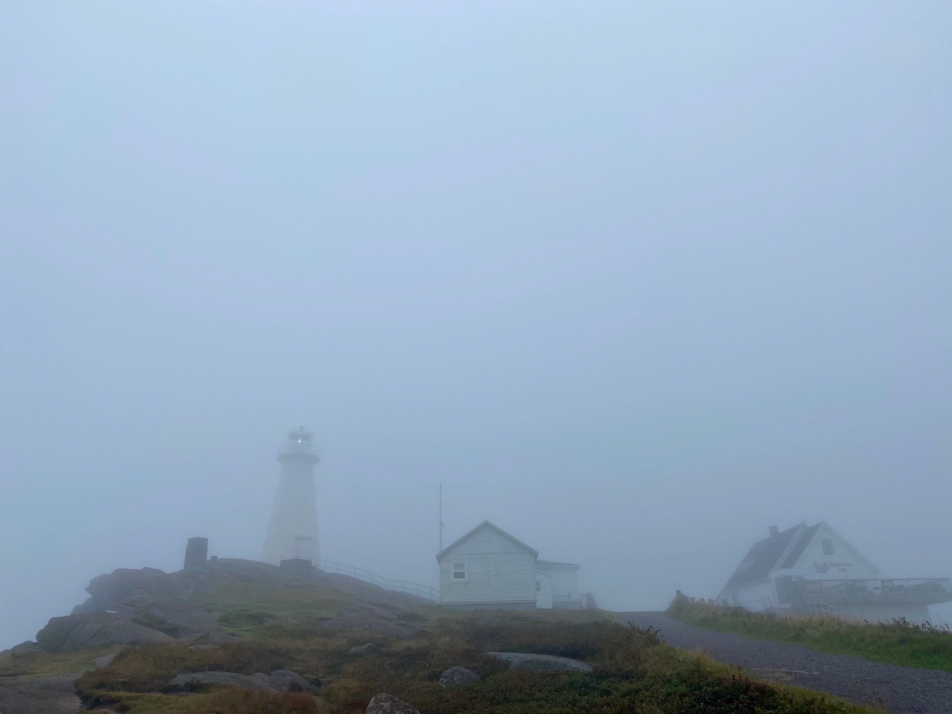 Cape Spear, the most easterly point in North America, was so captivating in the dense fog. The sound of power of the roaring Atlantic was pierced every minute by the spooky fog horn.