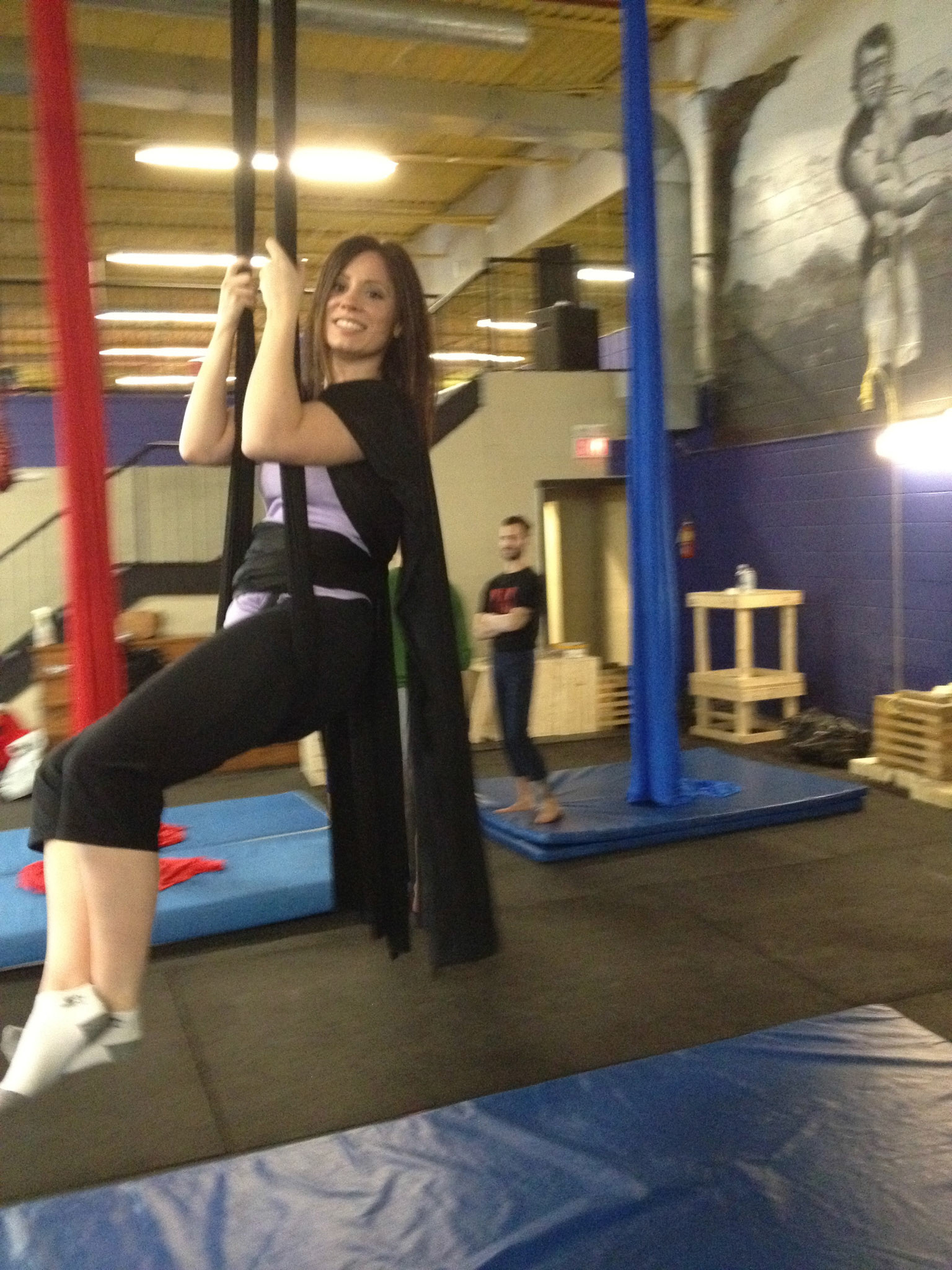 Megan does a superman pose