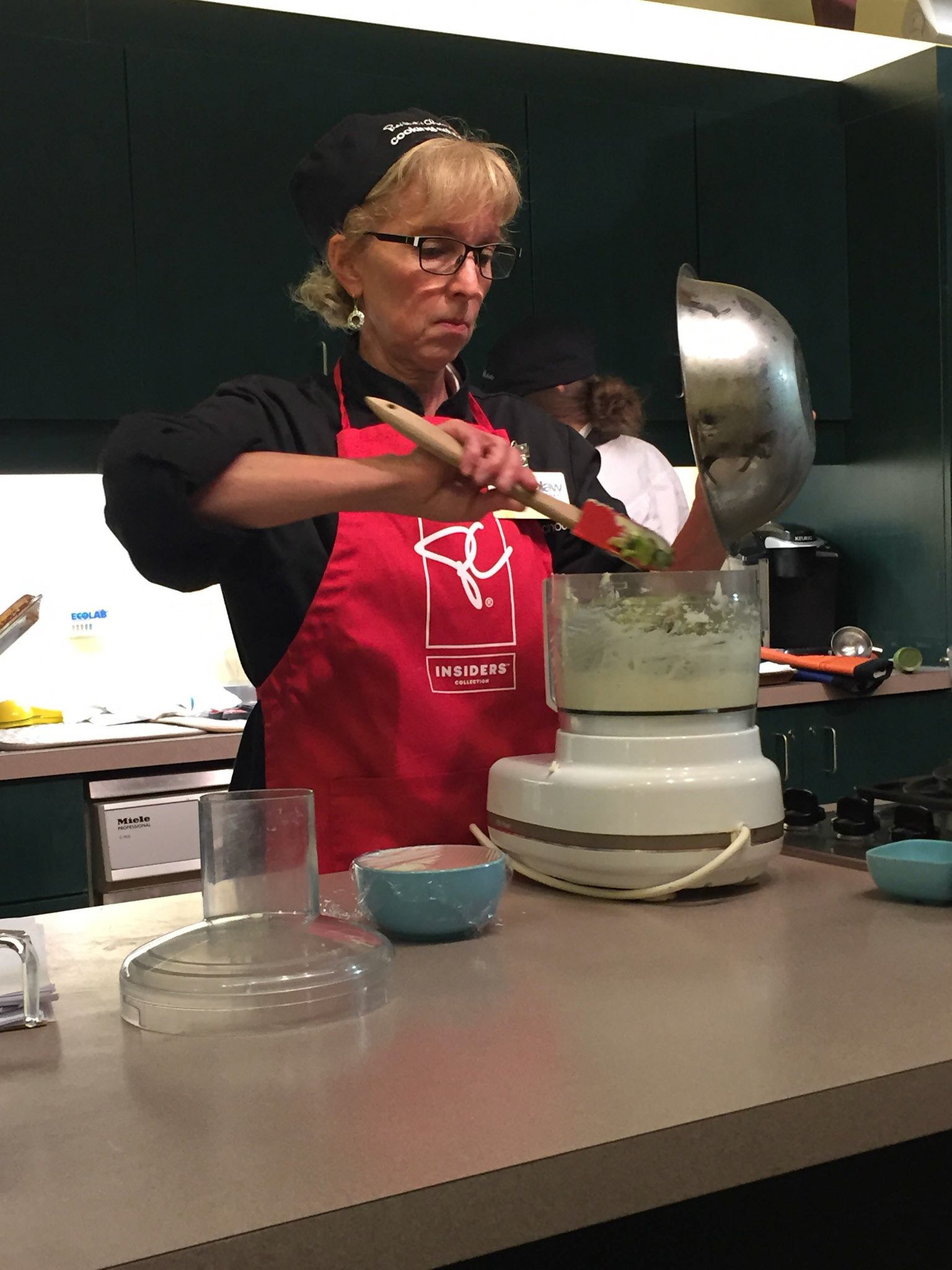 Amazing chef Diane prepares our dessert - avocado lime and coconut no-bake cheesecake
