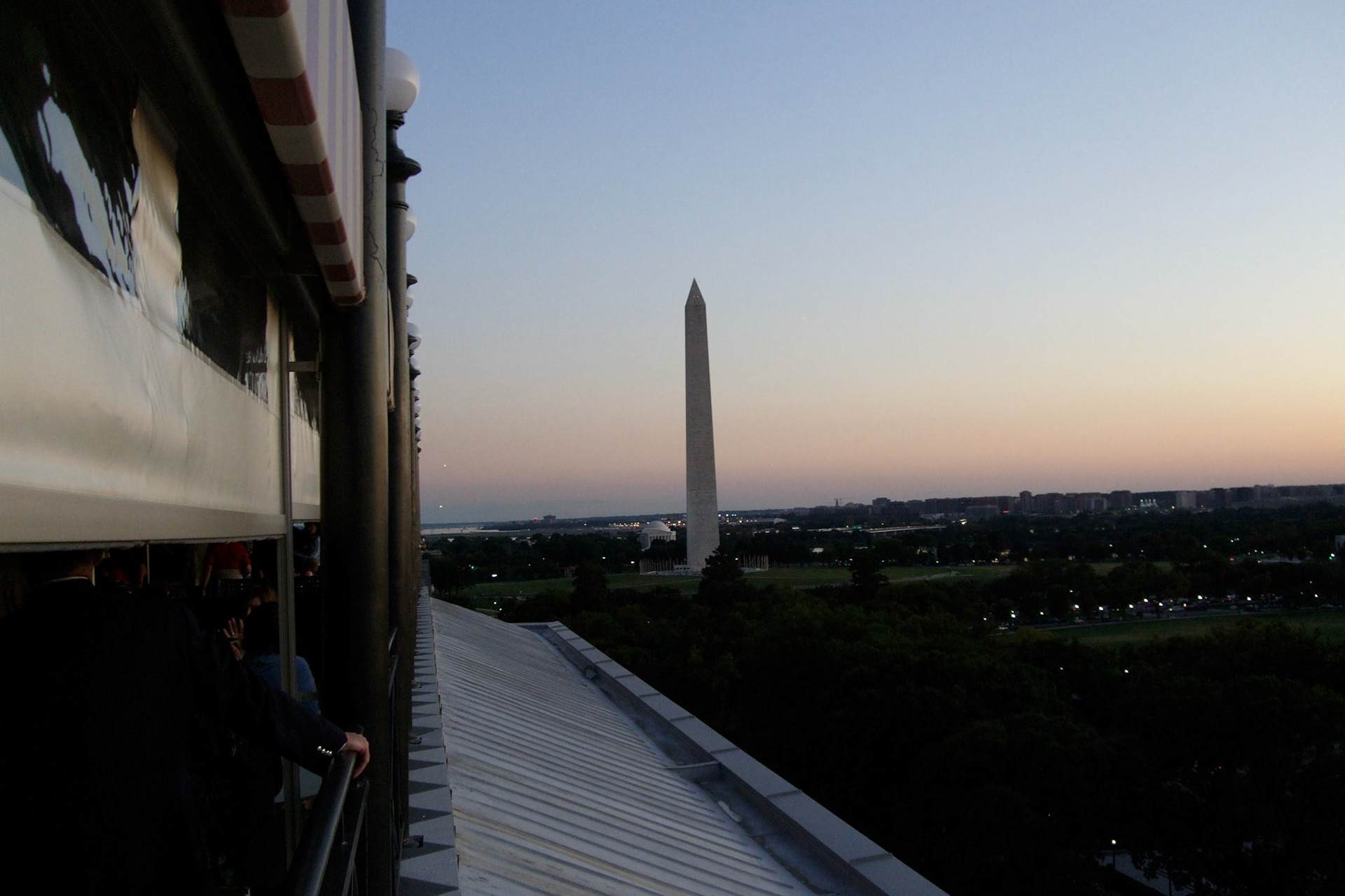 Looking towards the National Mall from the W Hotel rooftop bar