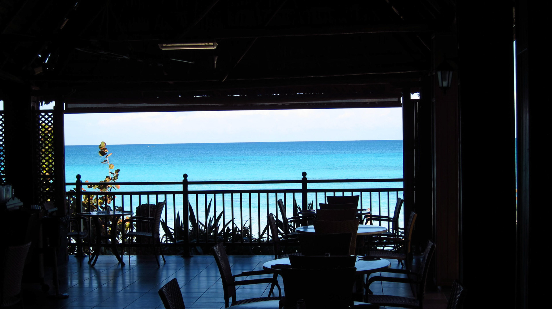 The al fresco dining area - overlooking the pristine white sand beach