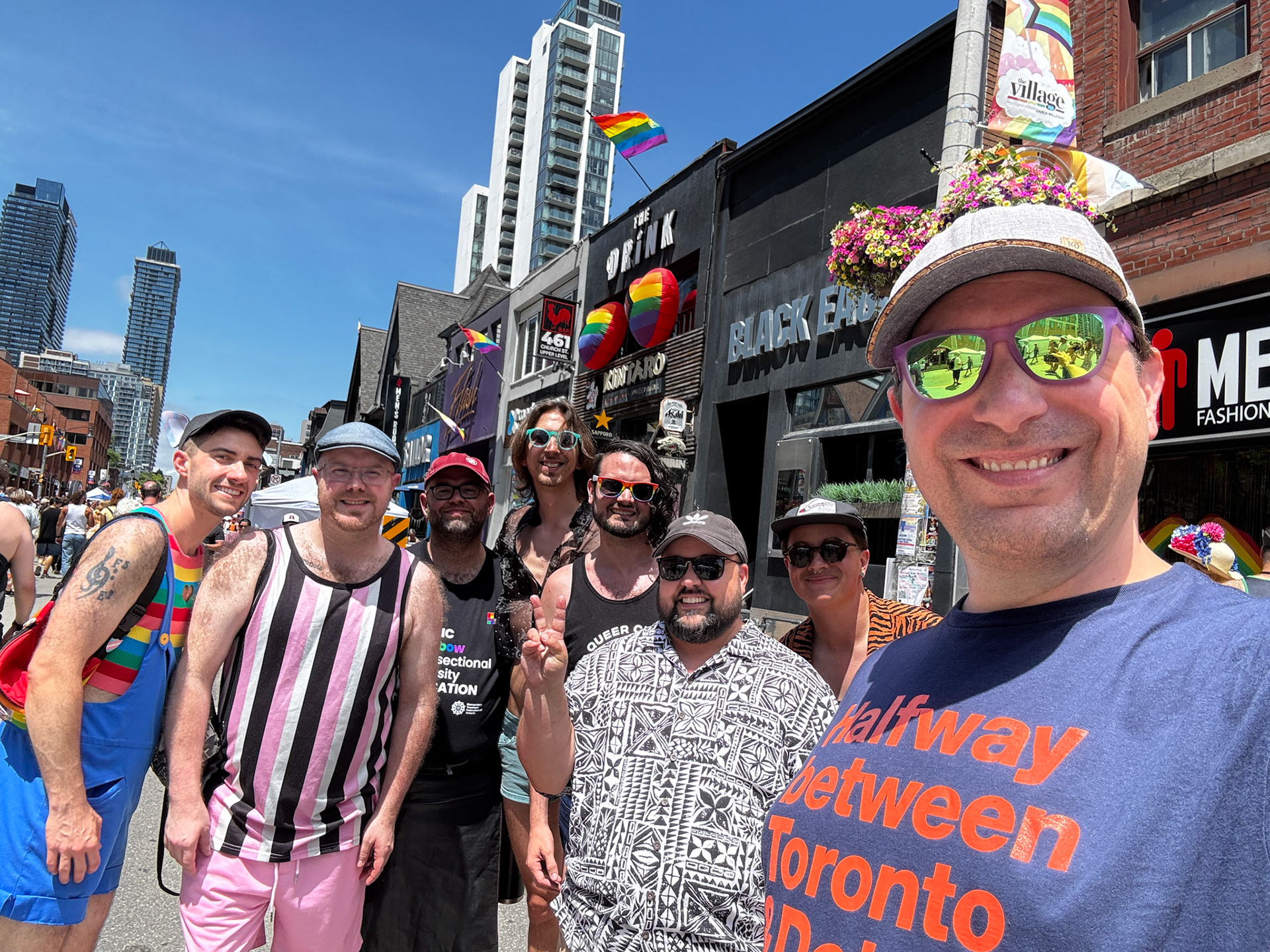London friends unite at Toronto Pride on Church Street