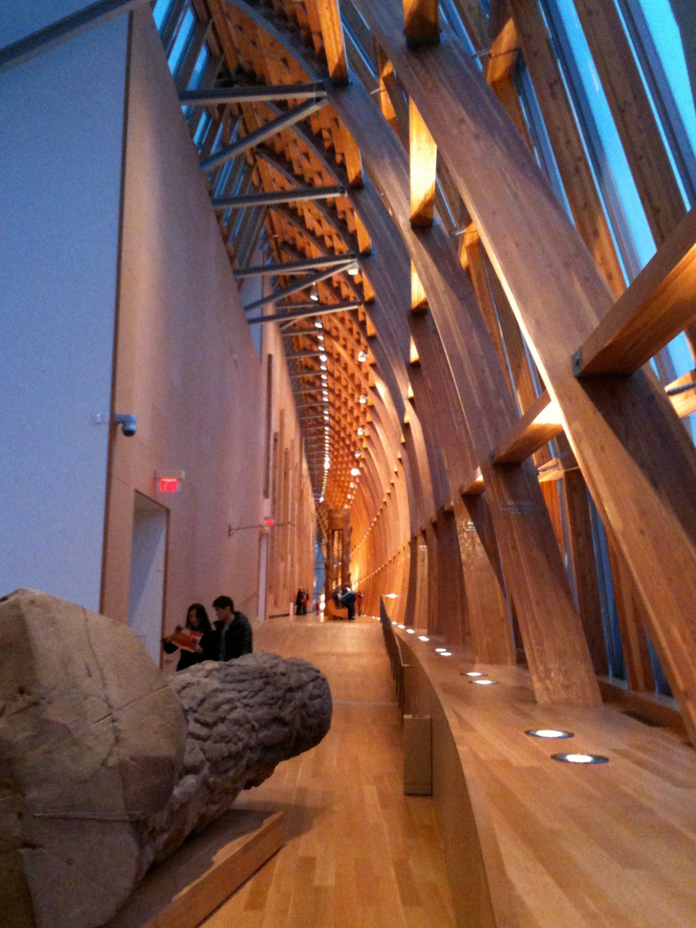 The dramatic new gallery space at the front of the AGO with lots and lots of wood