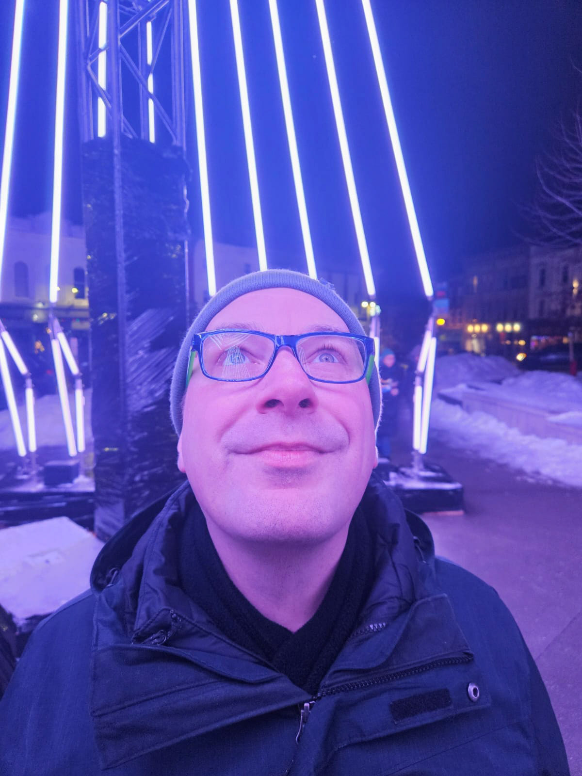 Stratford's Market Square was lit up with the interactive, musical light installation called "Chronoharp"