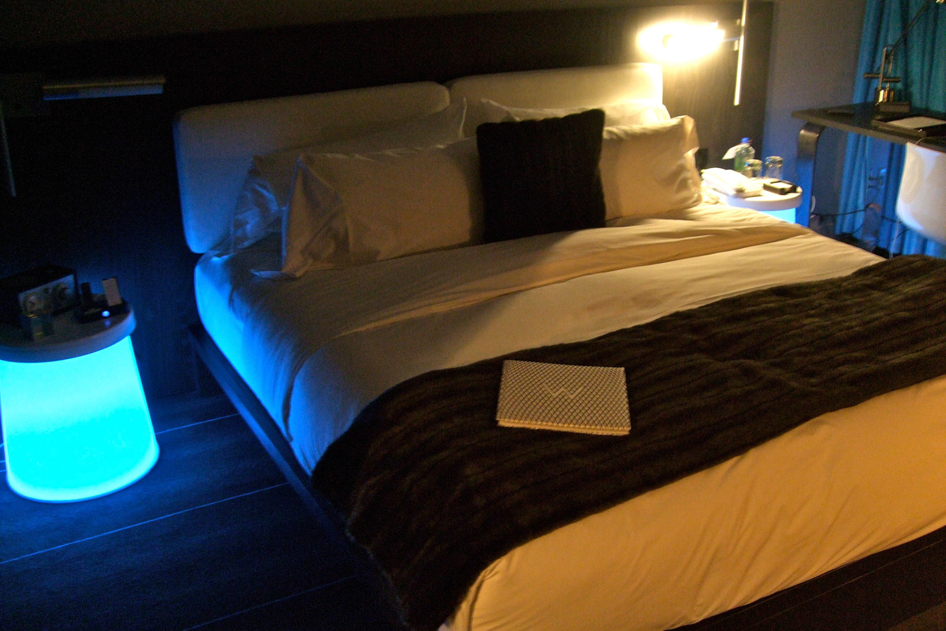 Back at the hotel - nifty glowing night tables