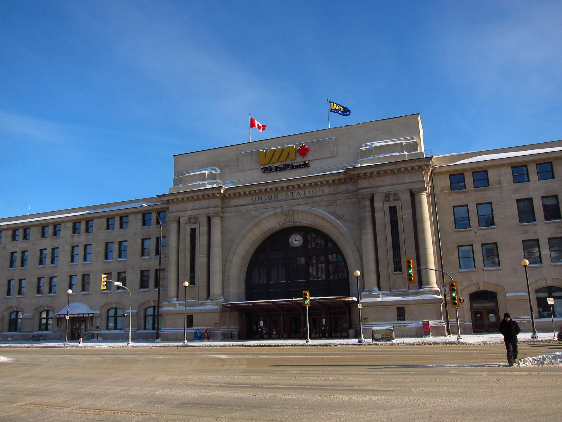 The Canadian stops at the beautiful Union Station in Winnipeg: designed by  Warren and Wetmore from New York who built Grand Central Terminal