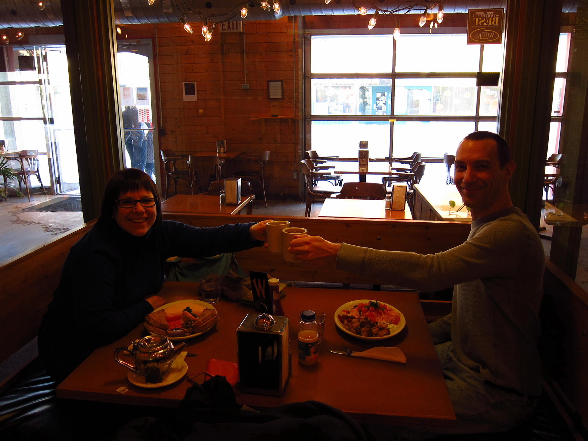 Cheers to delicious breakfast at Stella's and catching up with friends as The Canadian crosses the country