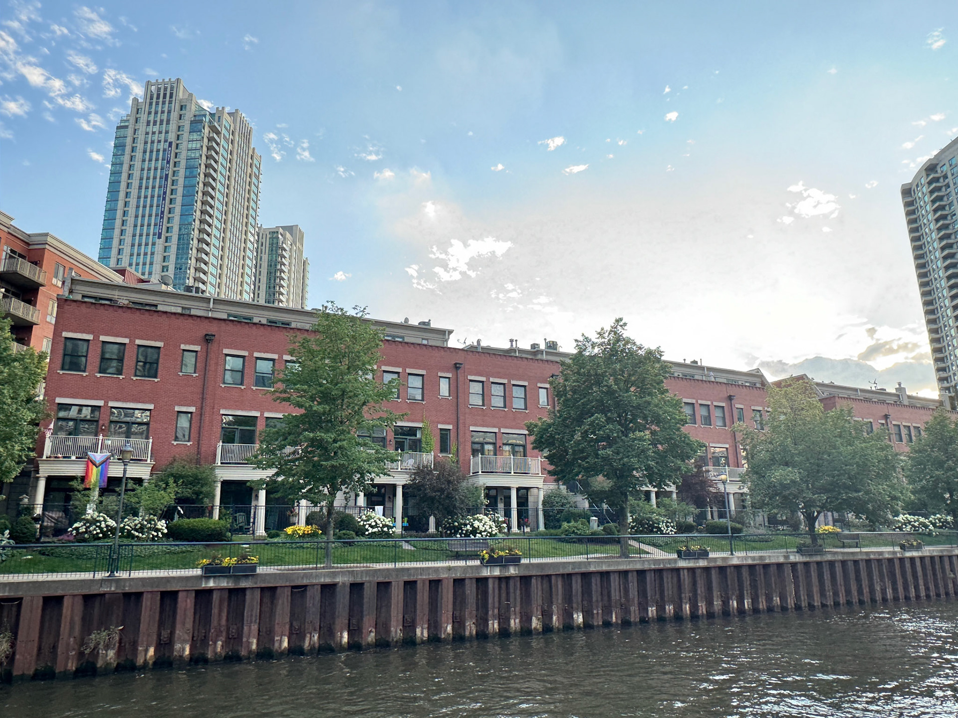 A Boston-esque condo complex along the river