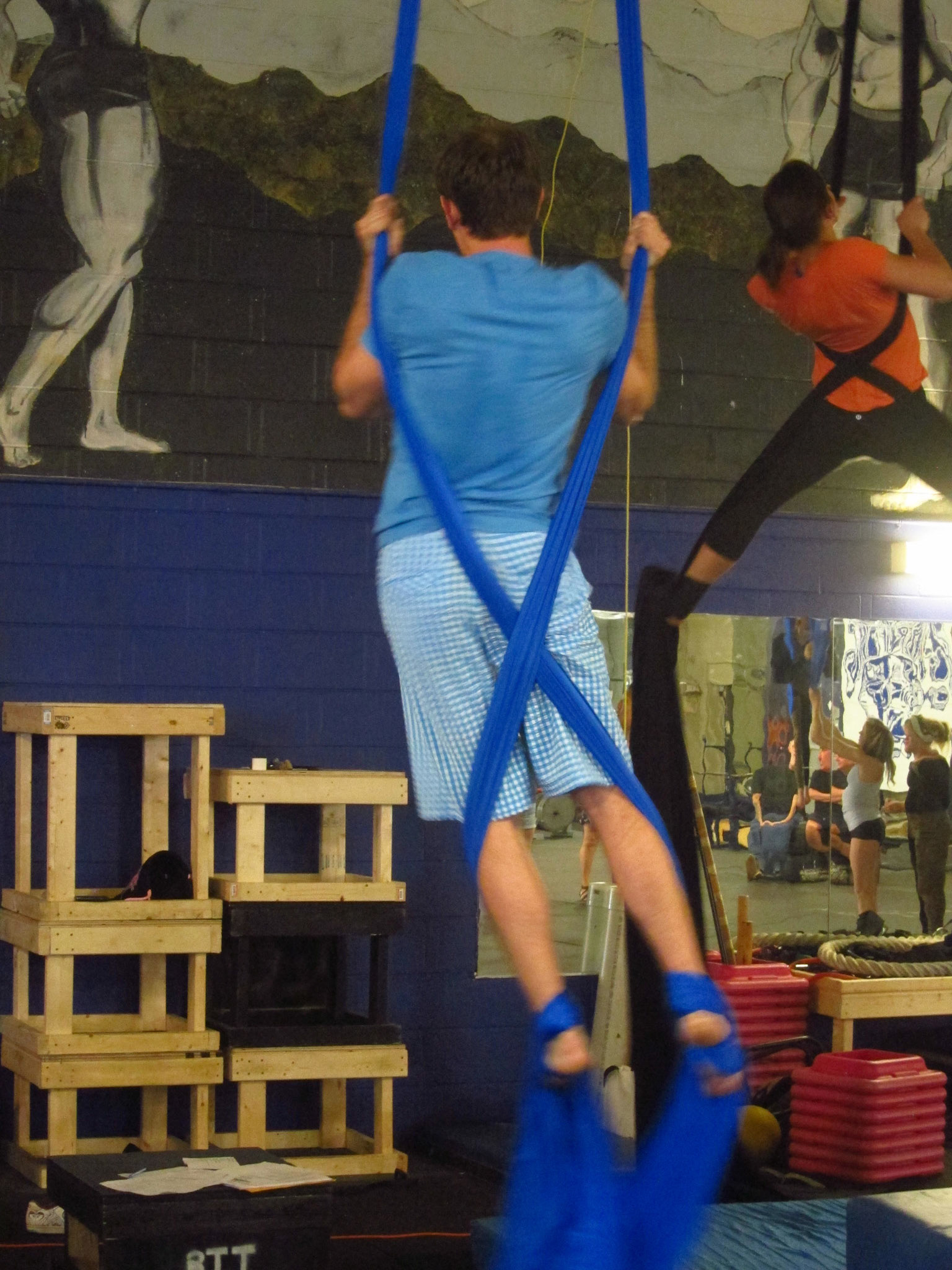 Practicing my wraps with the silks