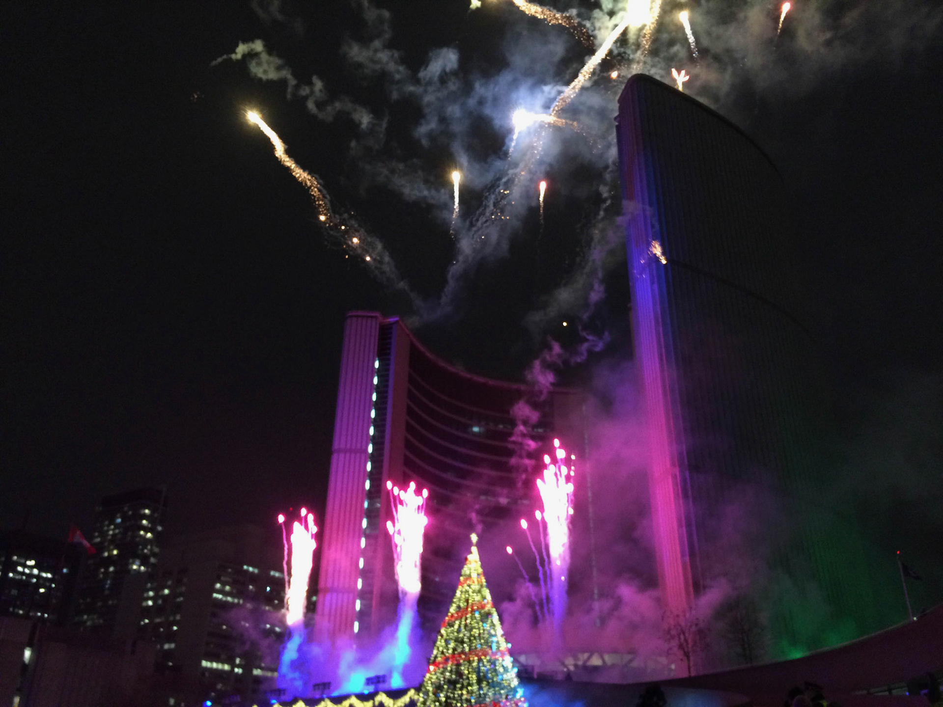 A most impressive fireworks display at Toronto City Hall
