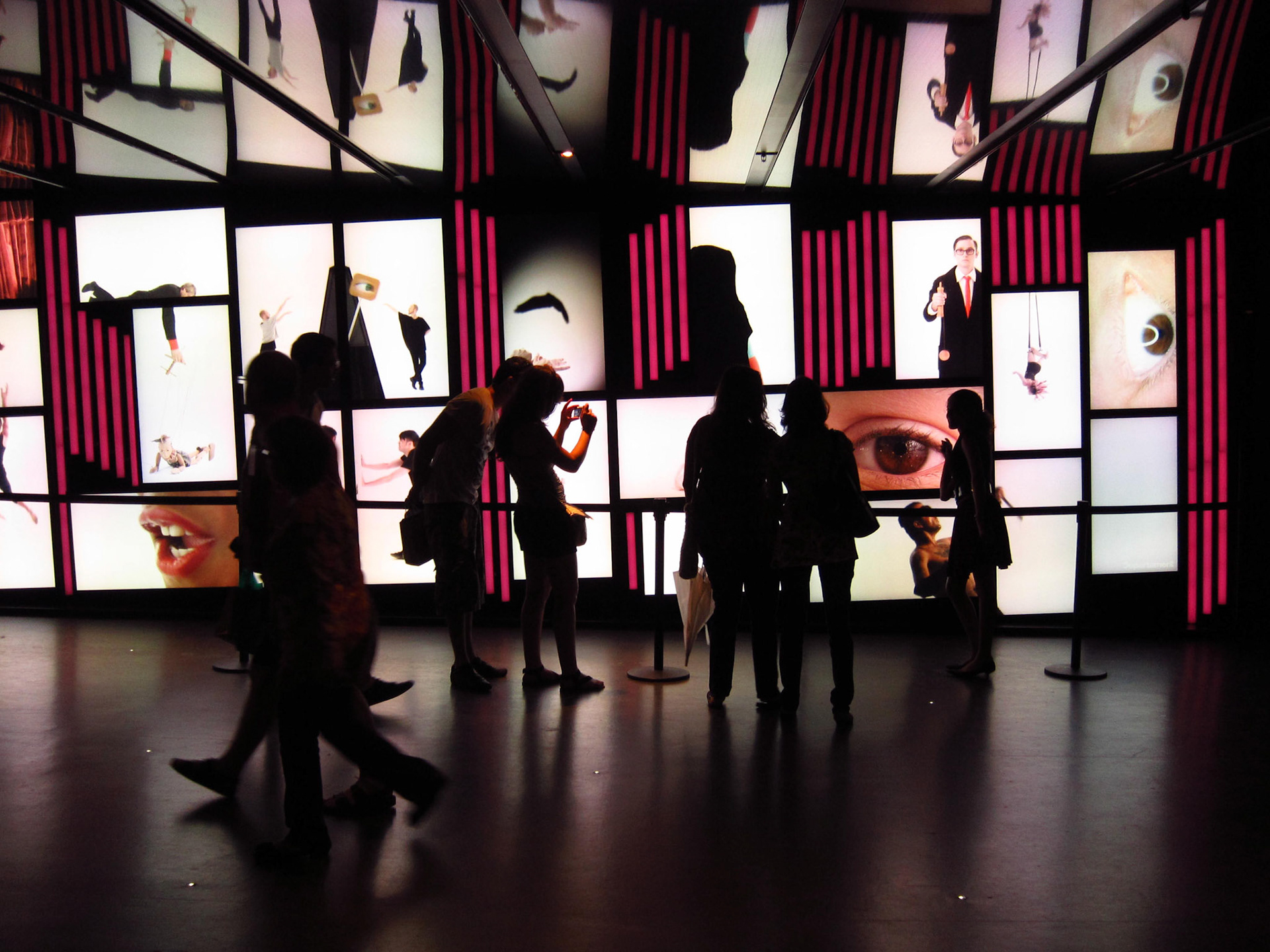 Interactive public video art installation at a metro station