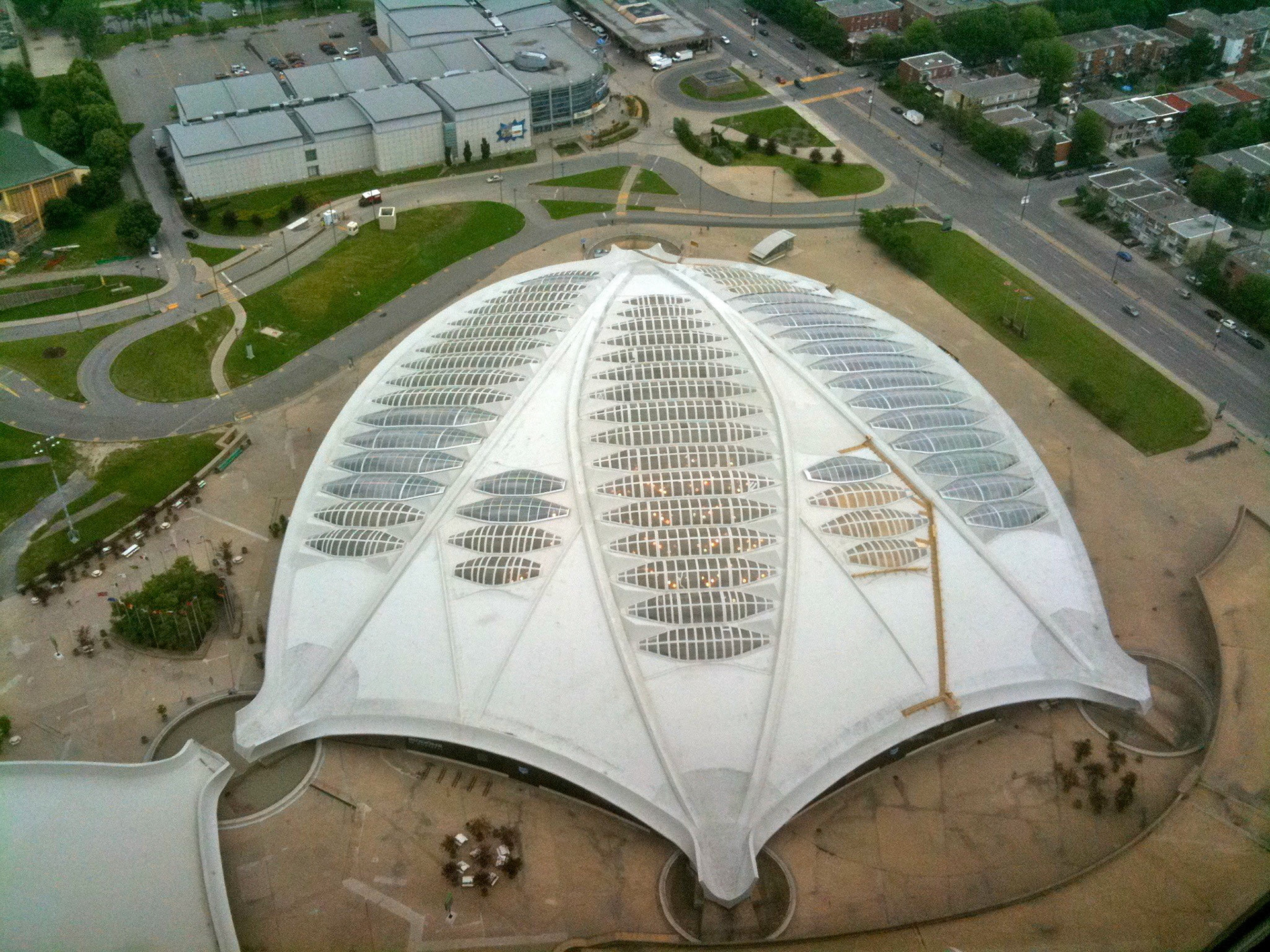 Looking down at the Montreal Biodome - neat building for sure