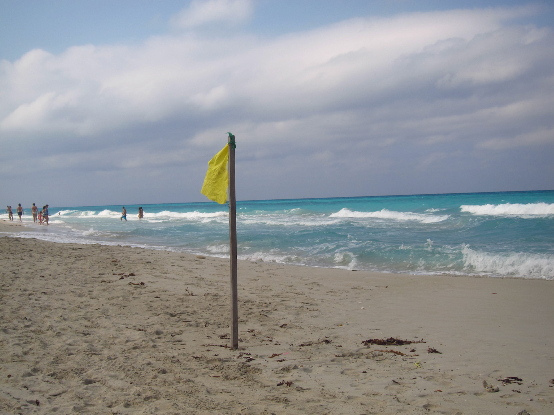 Wavy day at the beach in Varadero, caution in the ocean!