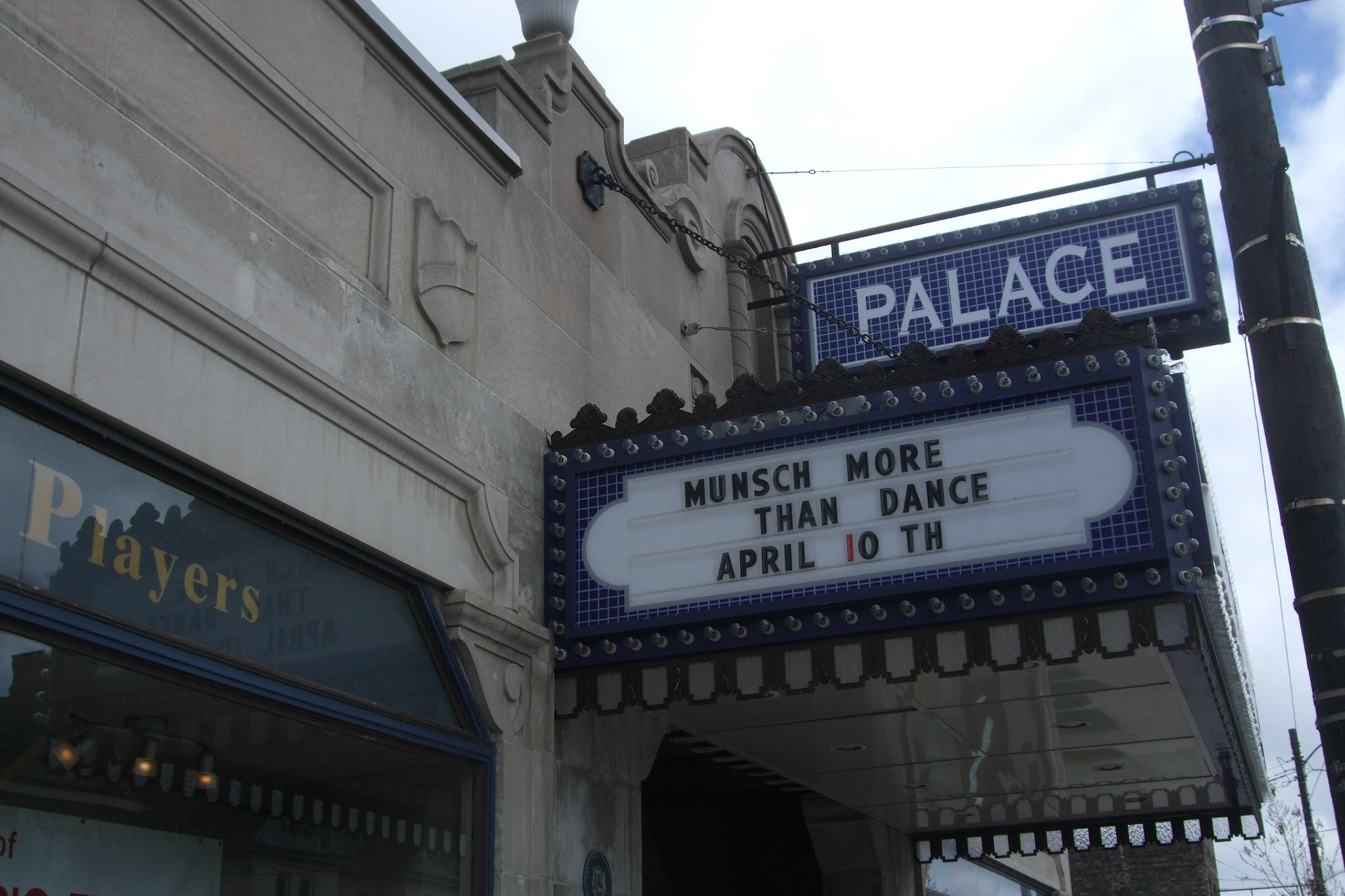The cool marquee of the Palace Theatre