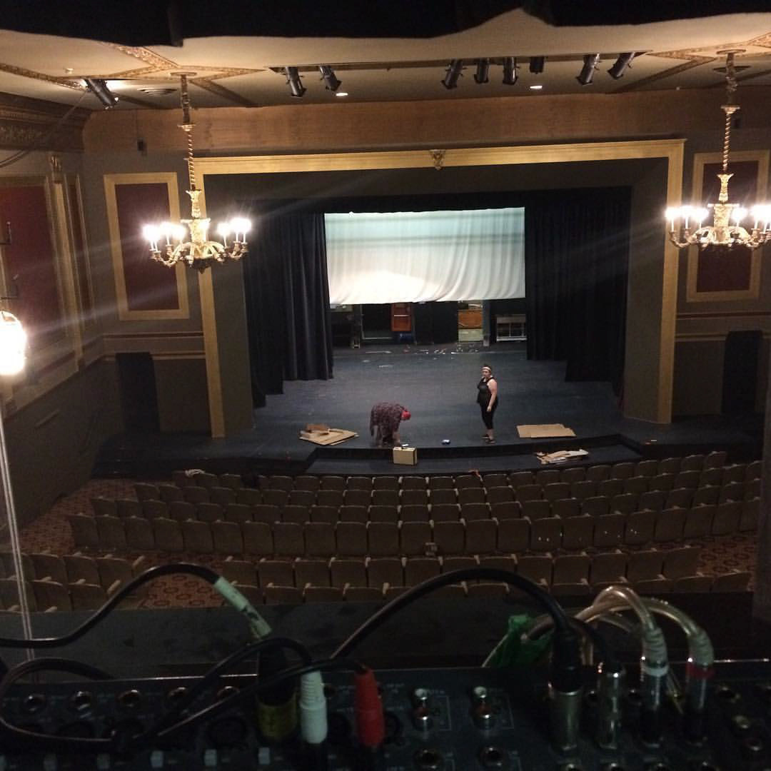 The view from the booth at @atthepalace - neat perspective!Building set and lighting design #LCP12th #theatrelife