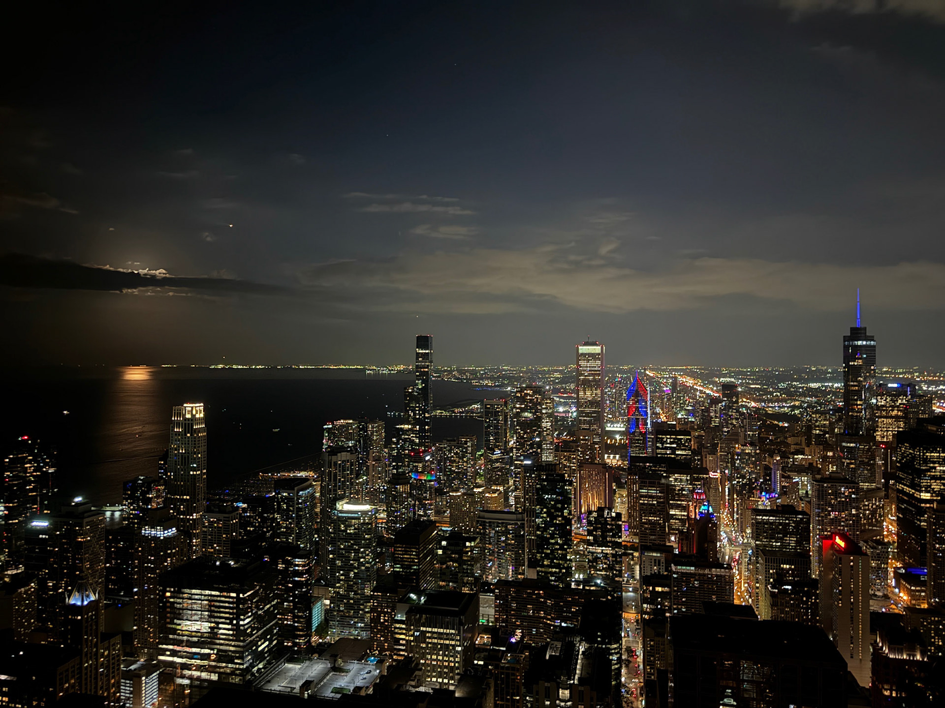After the sunset boat cruise, we headed up to the top of 360 Chicago (formerly the John Hancock building) to take in the skyline at night