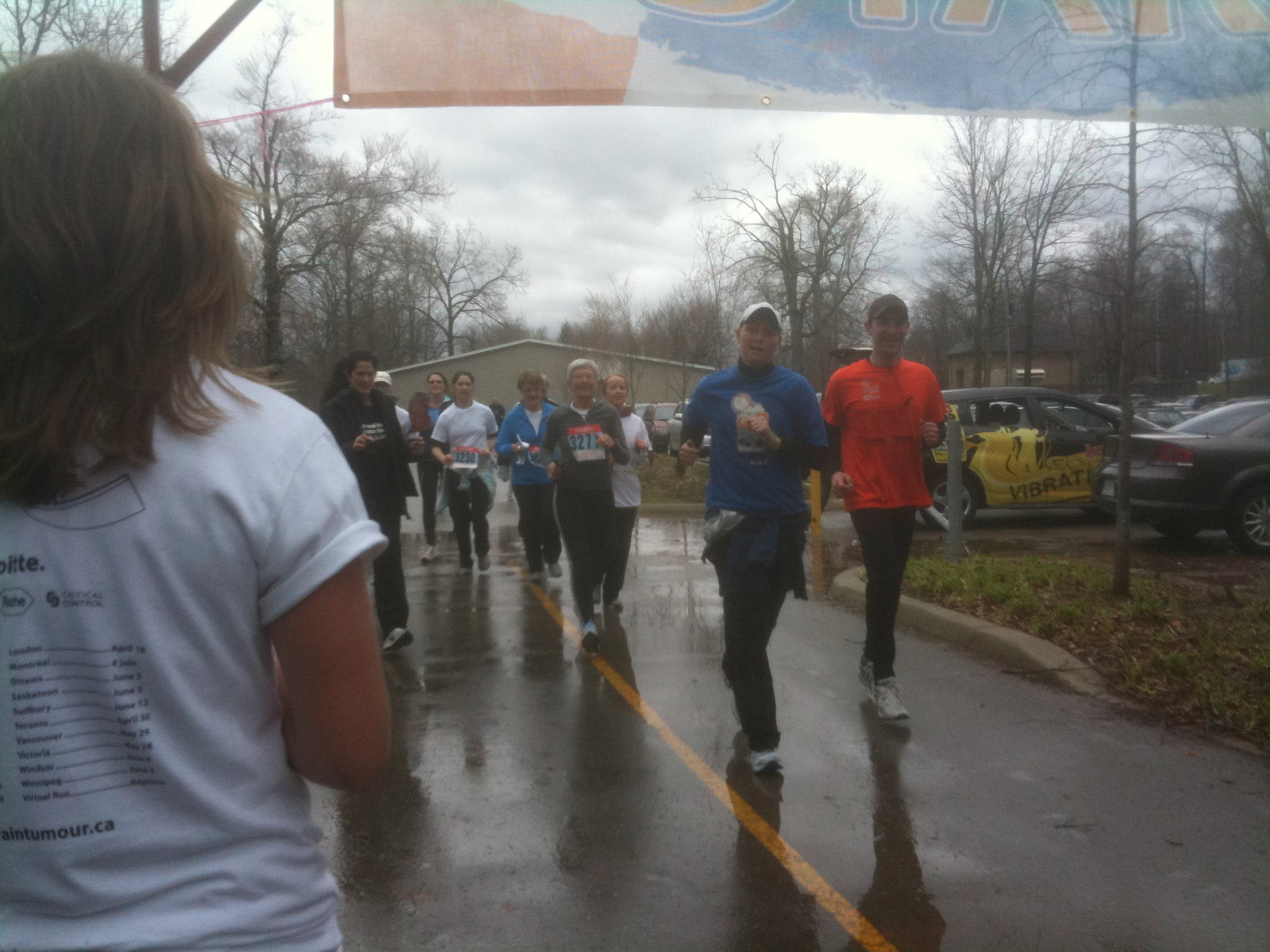 Vanessa and I finish the Spring Sprint with Penny and Wendy and other teammates right behind