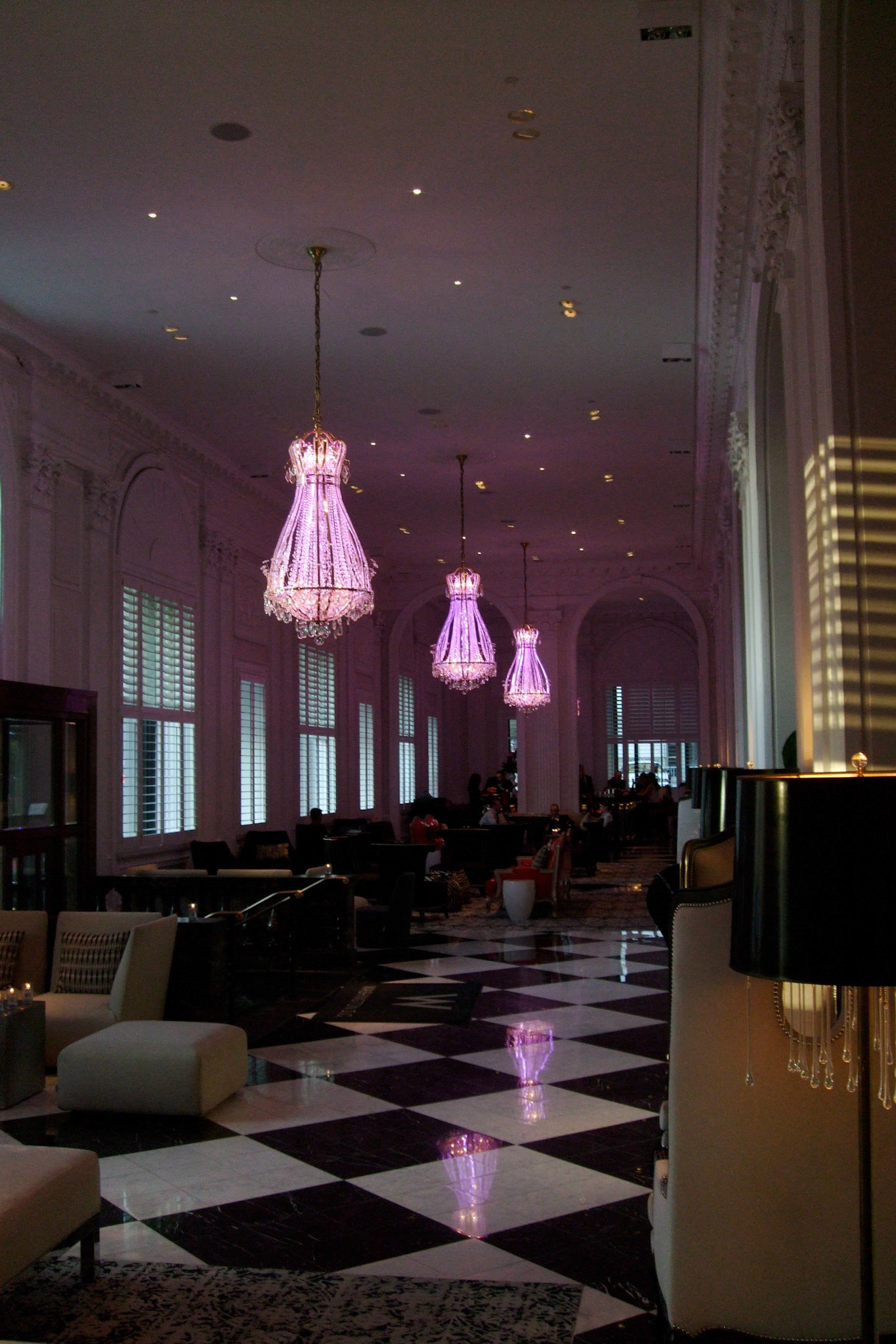 Inside the slick urban-cool lobby of the W Hotel.