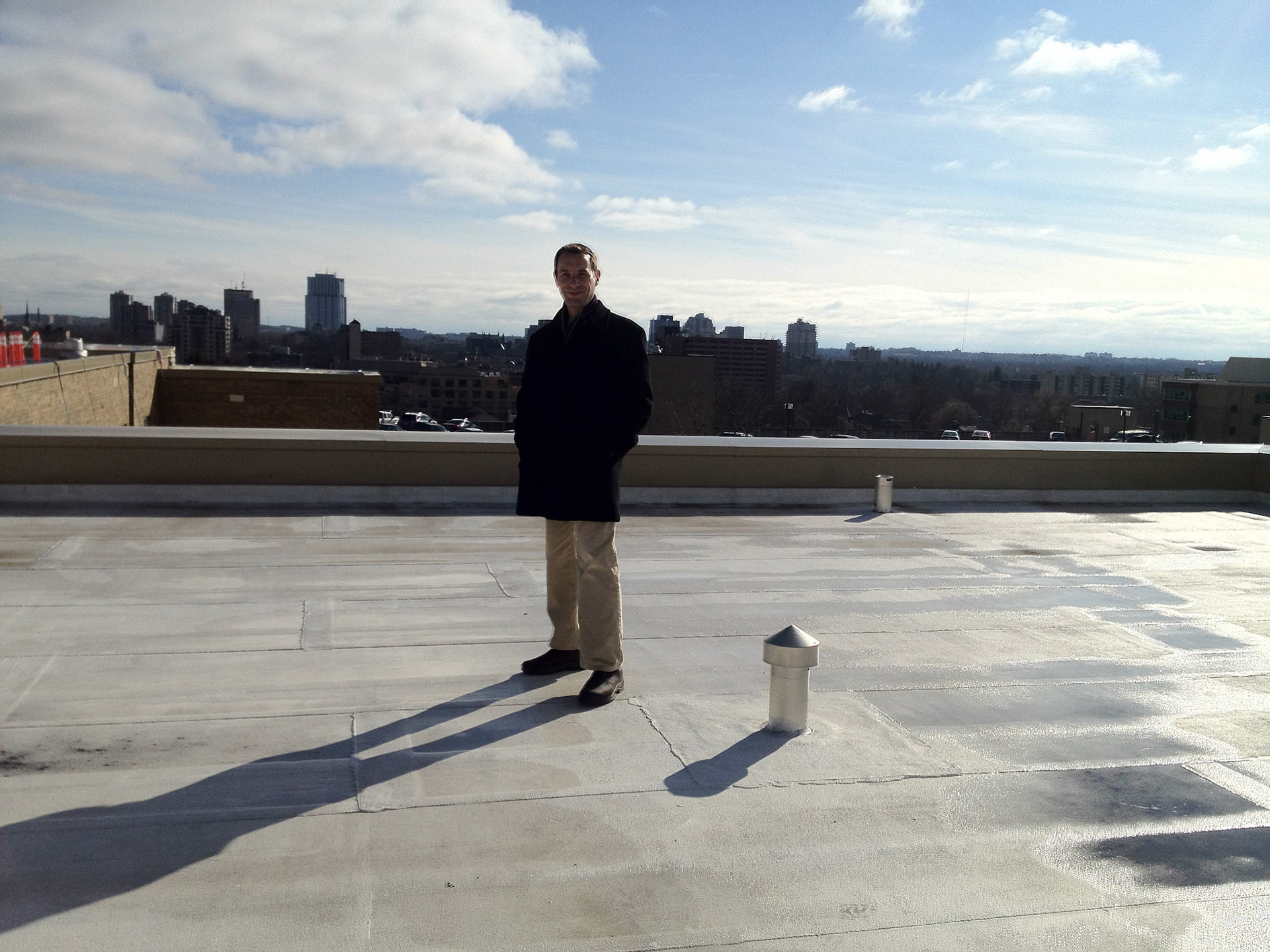 I'm on the roof! Sometimes working in communications enables you do pretty neat things! Taking photos/video...
