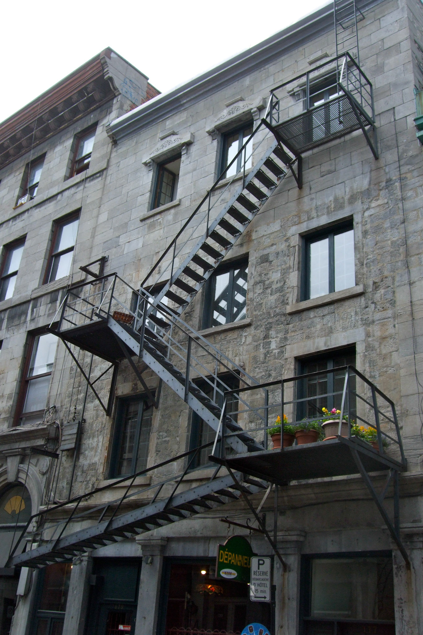 An old fire escape in Old Montreal
