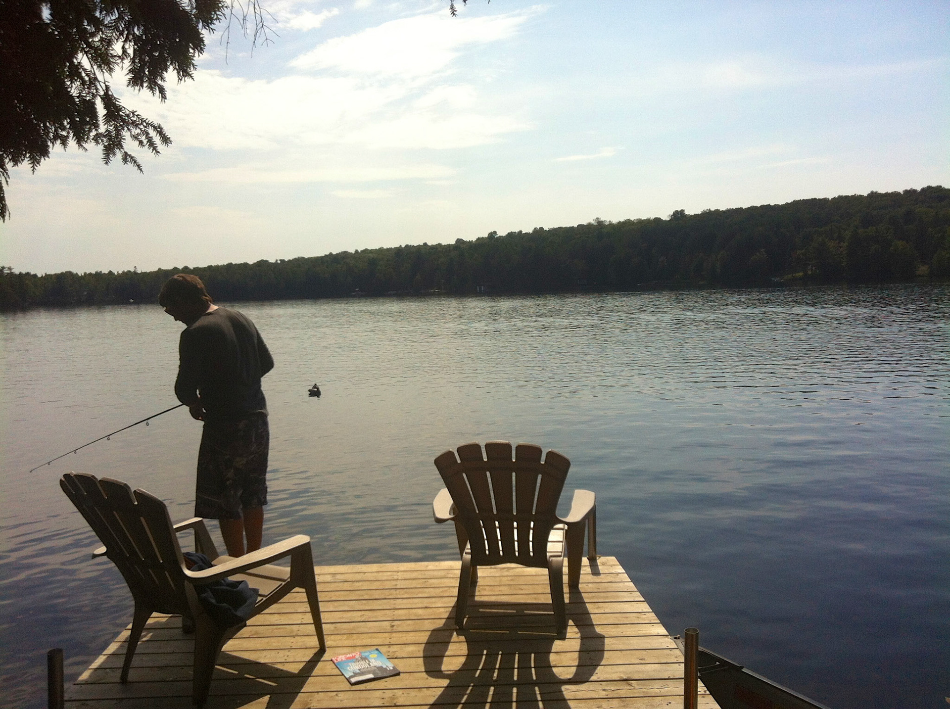 Matty on the dock of our cottage