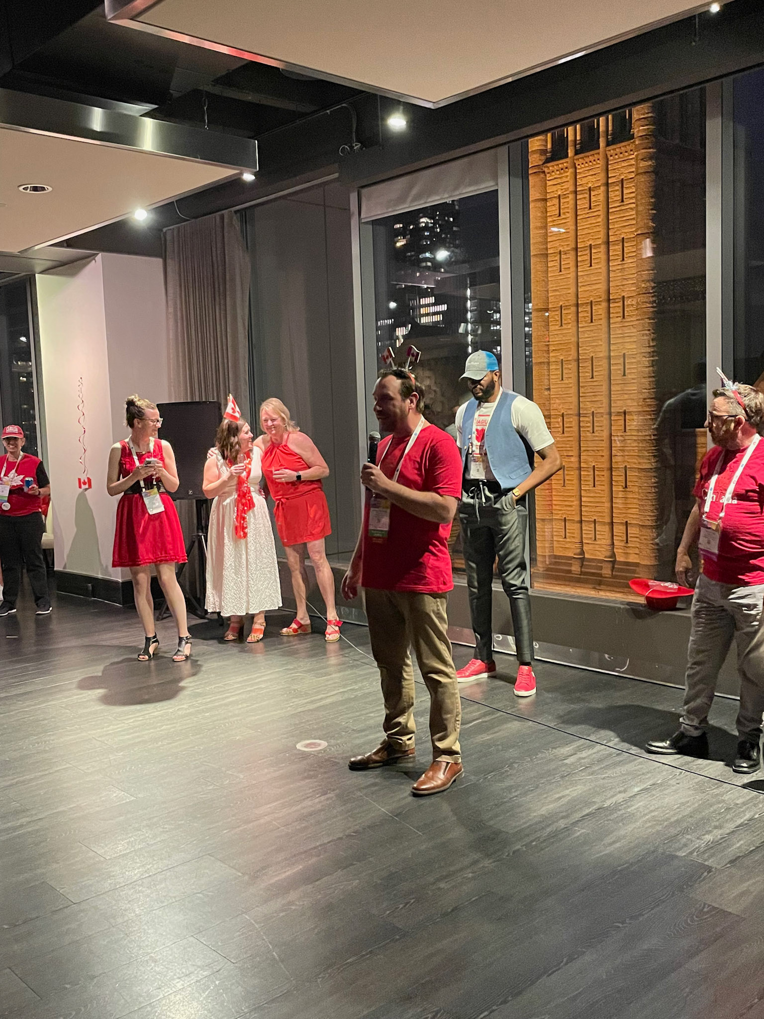 Welcoming everyone to the Canada Party