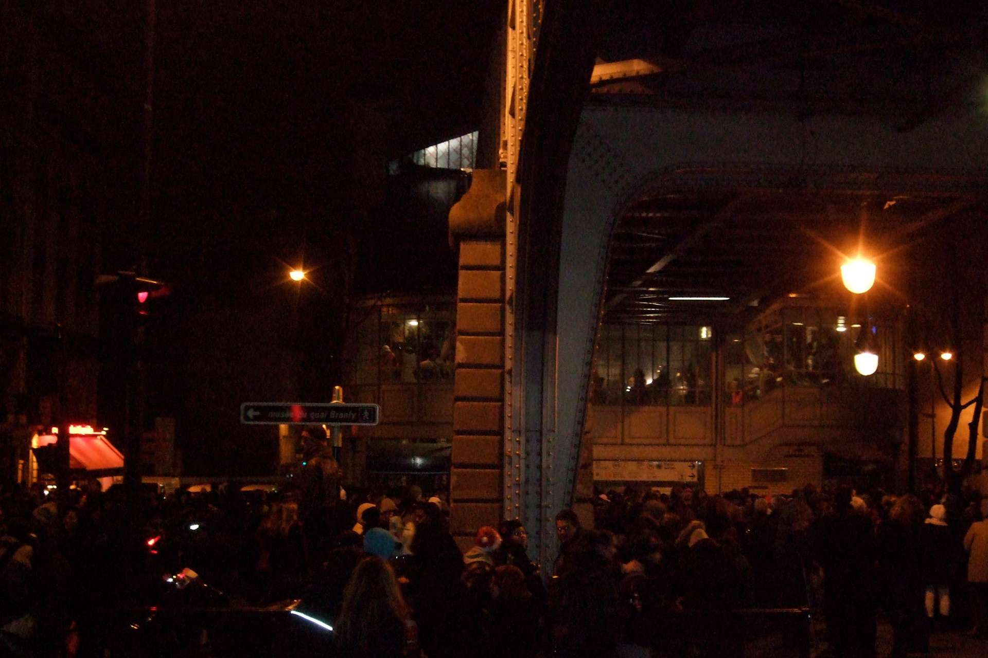 The crowed slowly makes its way to the metros late in the night